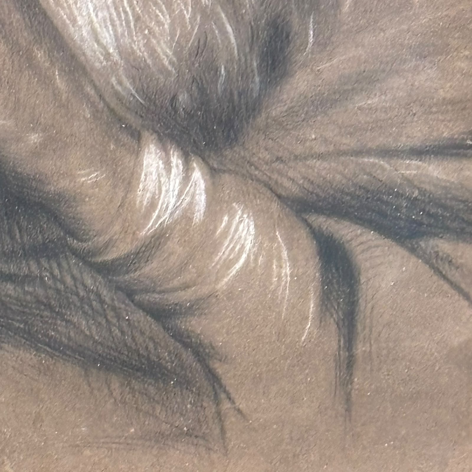 Antico disegno francese con eremita o santo XIX sec, 39x29cm - immagine 5