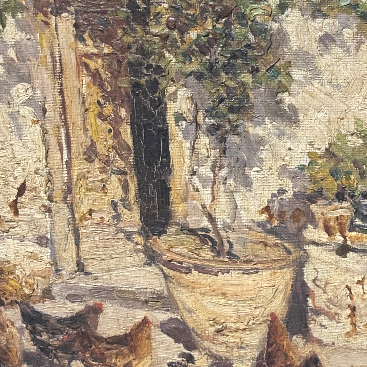 Antico dipinto olio su tela scena popolare di corte primi 900 mis 40 x cm 30 . Giuseppe Giardiello Napoli 1887 -1920. - immagine 12