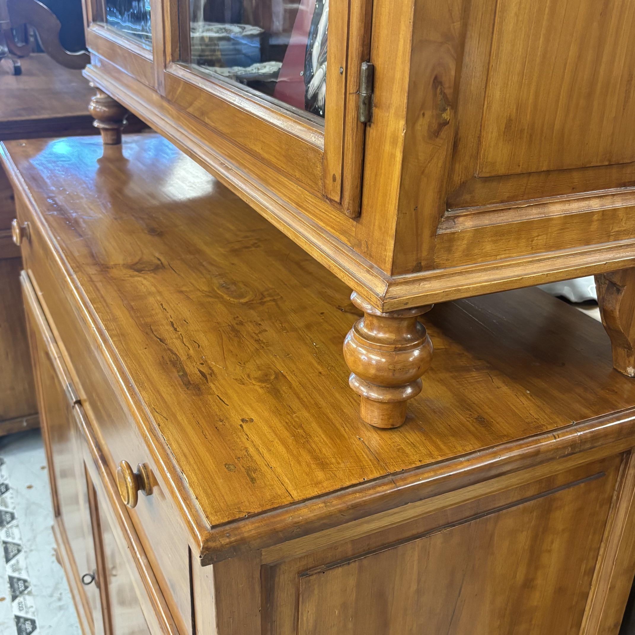 Antica credenza doppio corpo in ciliegio massello primi 800 toscana. Mis H 220 L 122 prof 50,50 - immagine 5