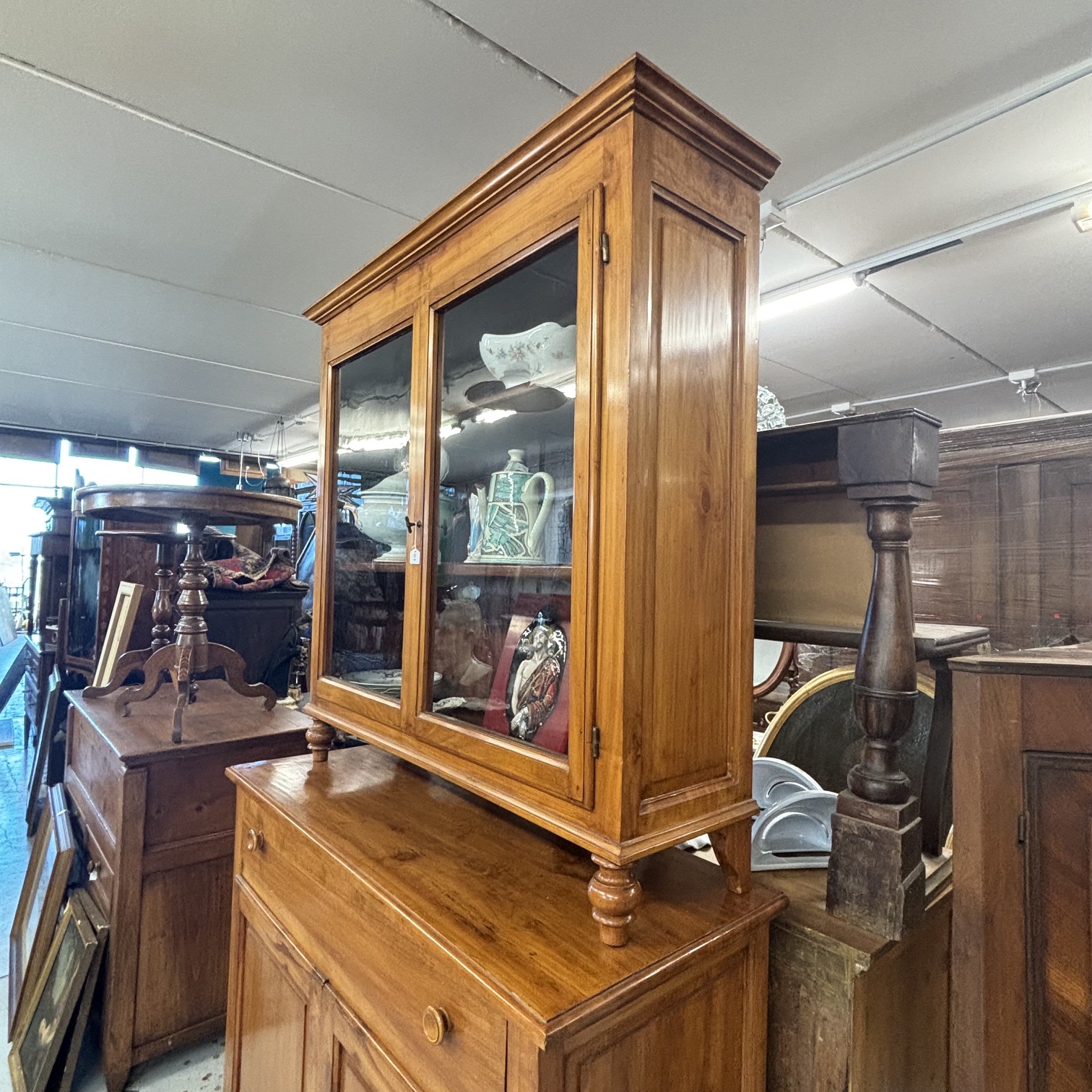 Antica credenza doppio corpo in ciliegio massello primi 800 toscana. Mis H 220 L 122 prof 50,50 - immagine 6