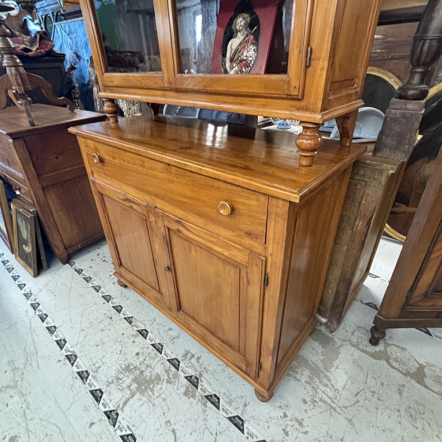 Antica credenza doppio corpo in ciliegio massello primi 800 toscana. Mis H 220 L 122 prof 50,50 - immagine 9