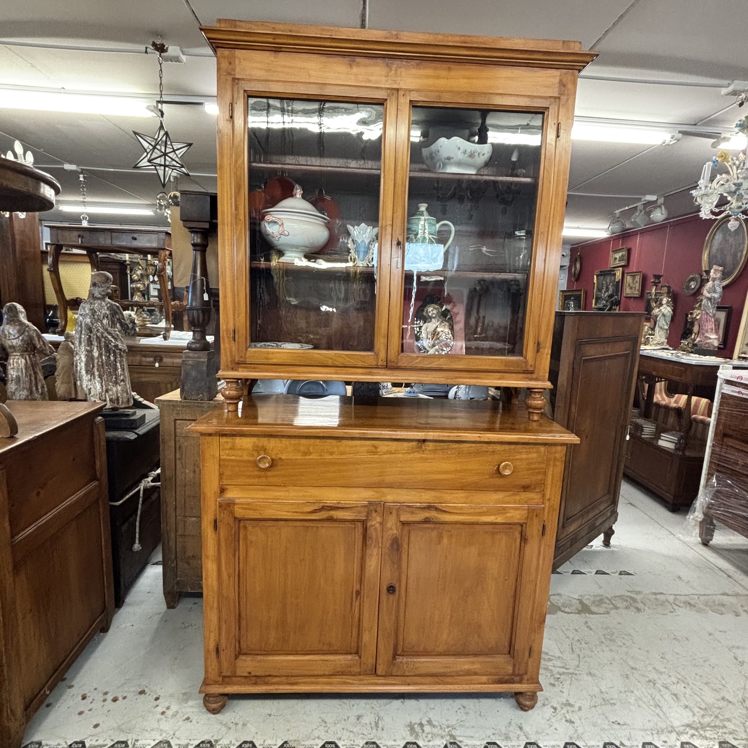 Antica credenza doppio corpo in ciliegio massello primi 800 toscana. Mis H 220 L 122 prof 50,50 - immagine 10