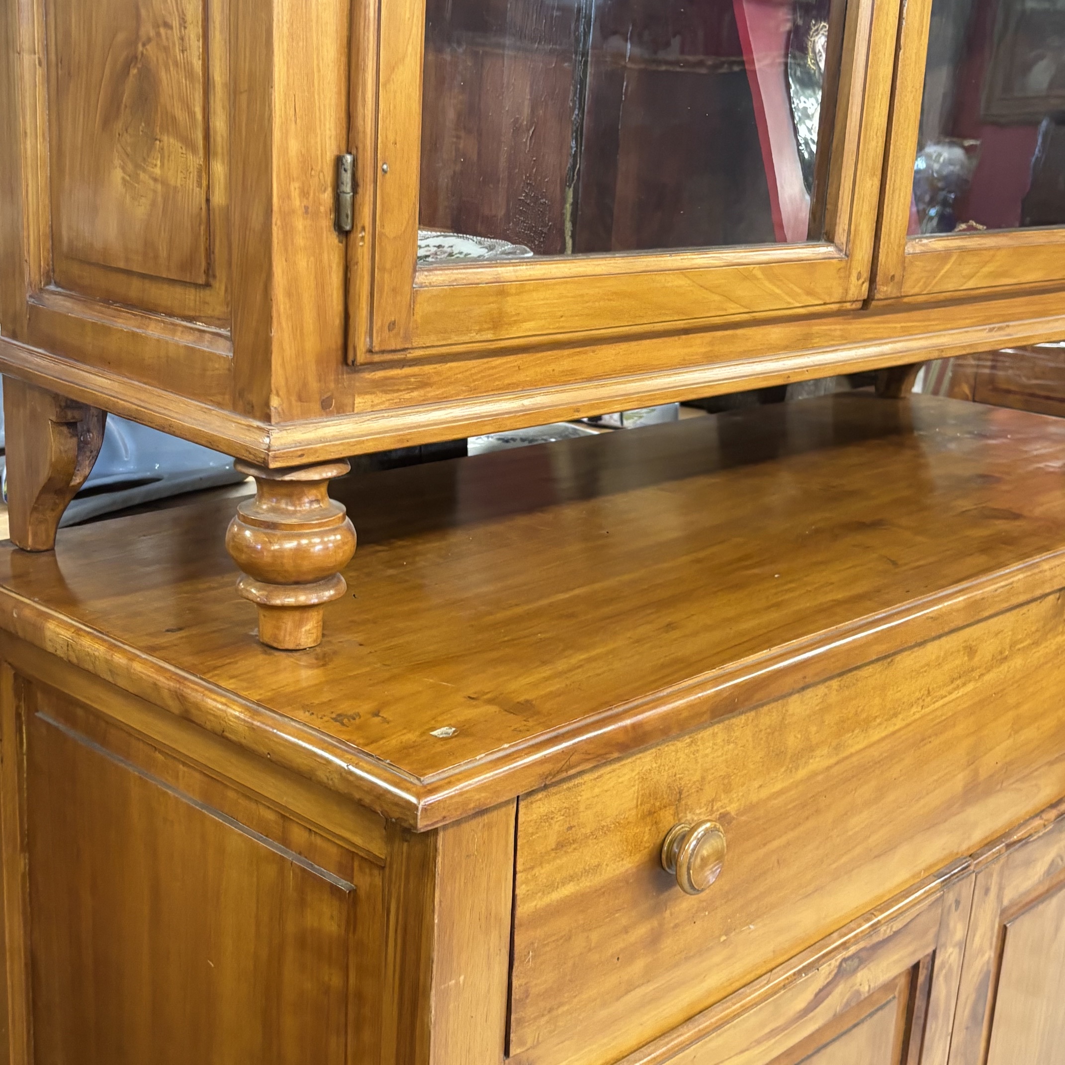 Antica credenza doppio corpo in ciliegio massello primi 800 toscana. Mis H 220 L 122 prof 50,50 - immagine 12