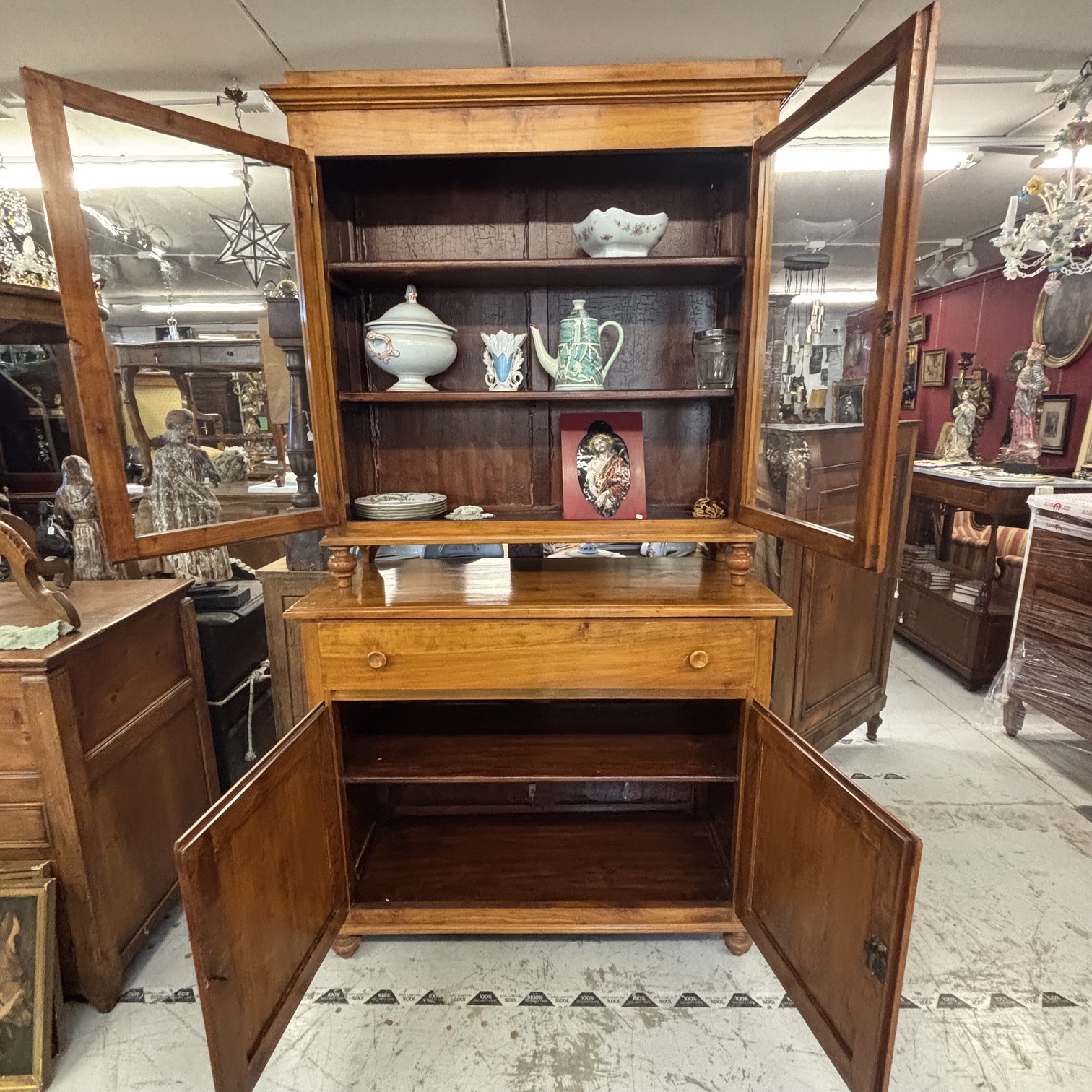 Antica credenza doppio corpo in ciliegio massello primi 800 toscana. Mis H 220 L 122 prof 50,50 - immagine 20