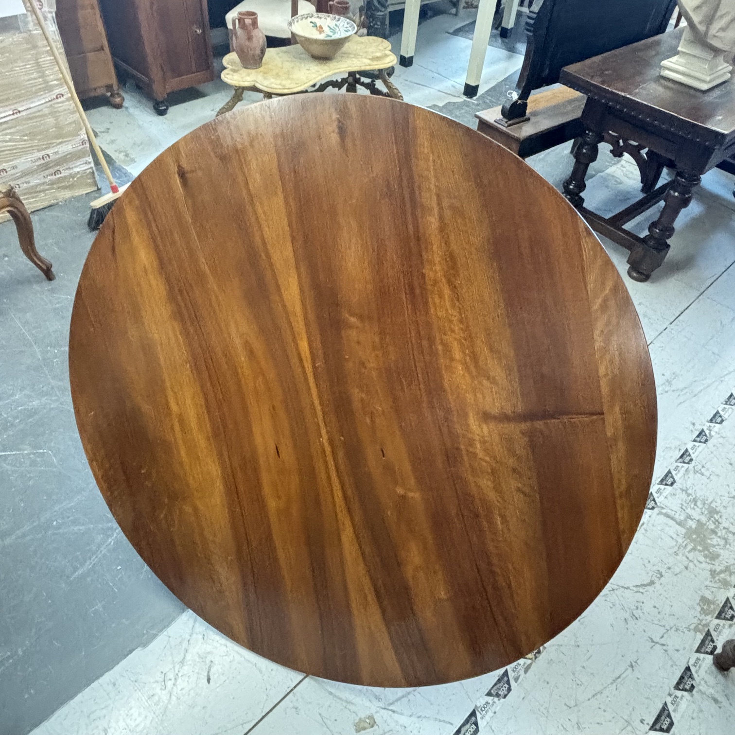 Antico tavolo a vela Luigi Filippo rotondo XIX sec noce. Mis cm 134 h80 piano spesso 2 cm - immagine 8