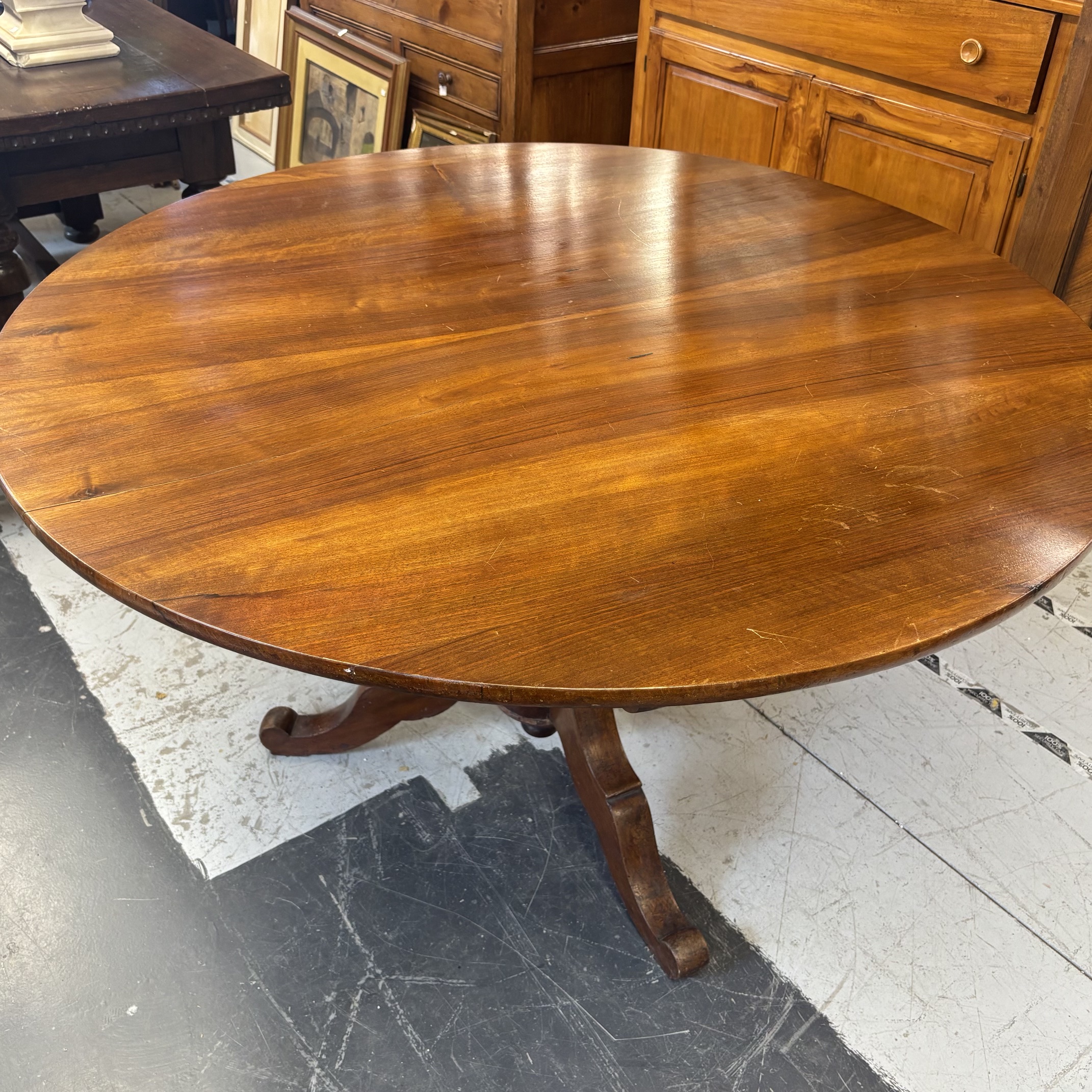 Antico tavolo a vela Luigi Filippo rotondo XIX sec noce. Mis cm 134 h80 piano spesso 2 cm - immagine 10