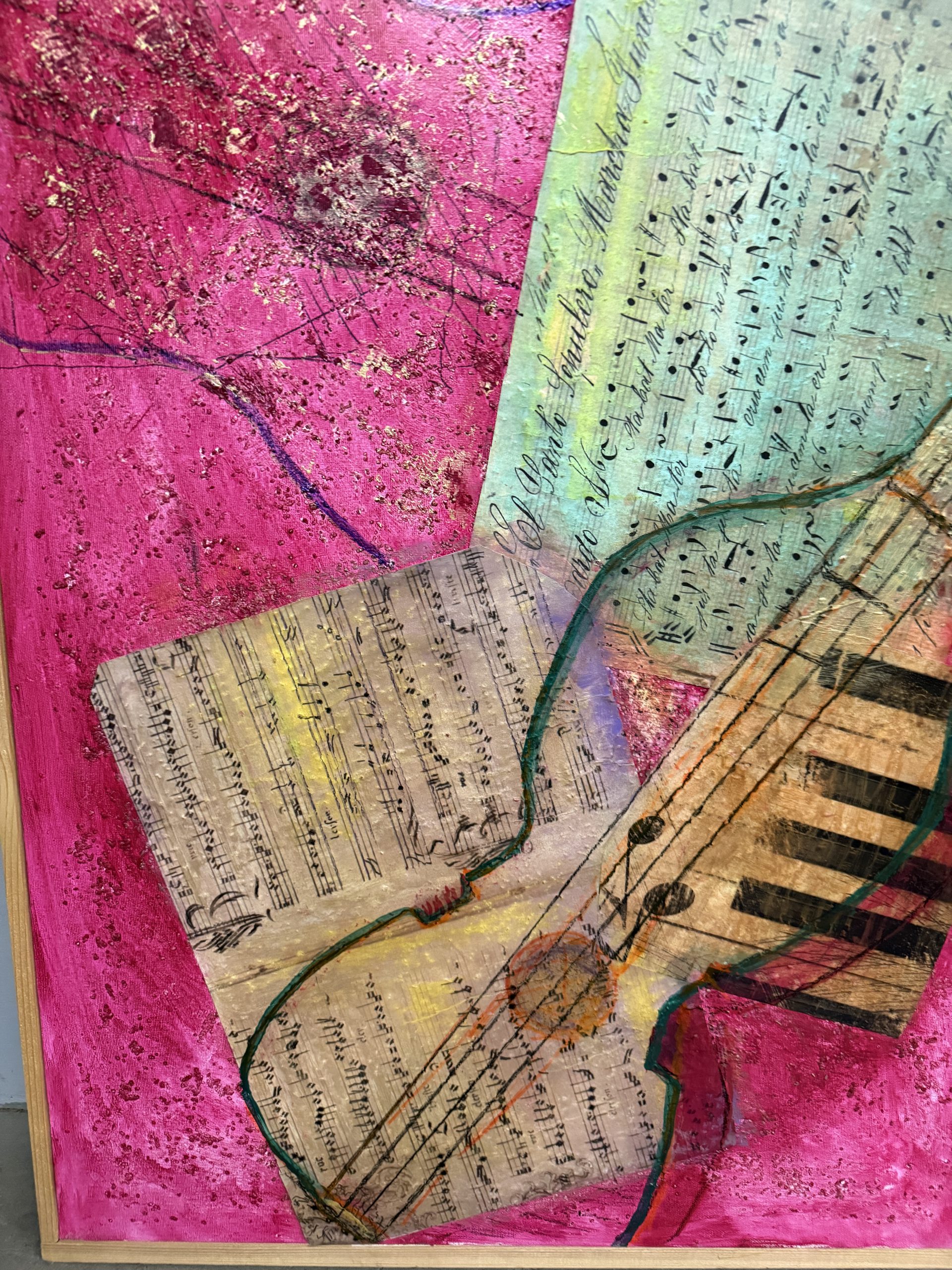 Dipinto G. Zaccagnino "Variazioni musicali" tecnica mista su tela. Arte moderna e contemporanea, 80x60cm - immagine 5