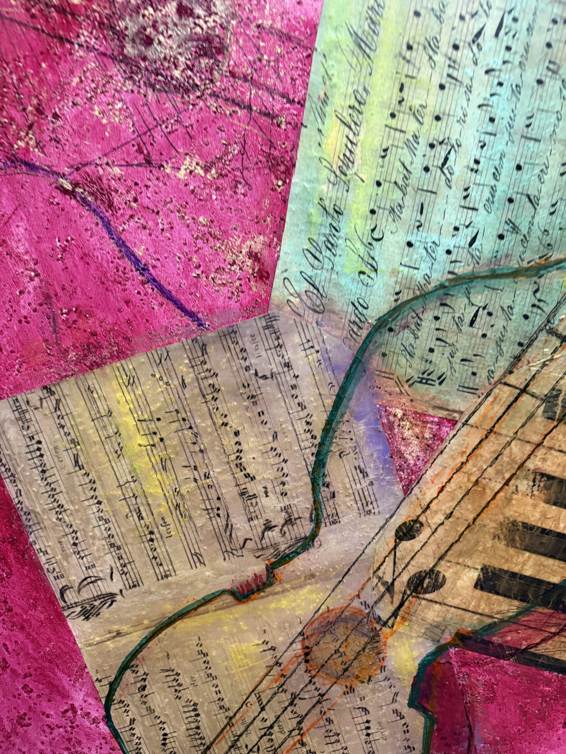 Dipinto G. Zaccagnino "Variazioni musicali" tecnica mista su tela. Arte moderna e contemporanea, 80x60cm - immagine 6