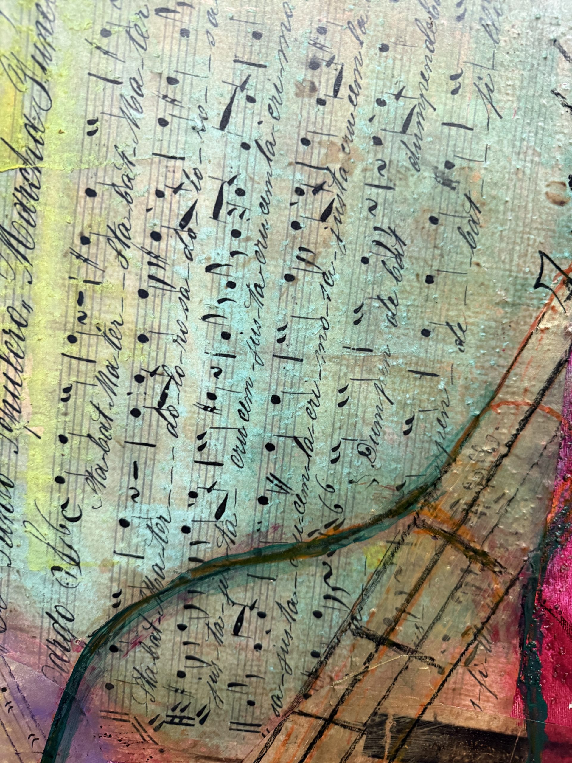 Dipinto G. Zaccagnino "Variazioni musicali" tecnica mista su tela. Arte moderna e contemporanea, 80x60cm - immagine 7