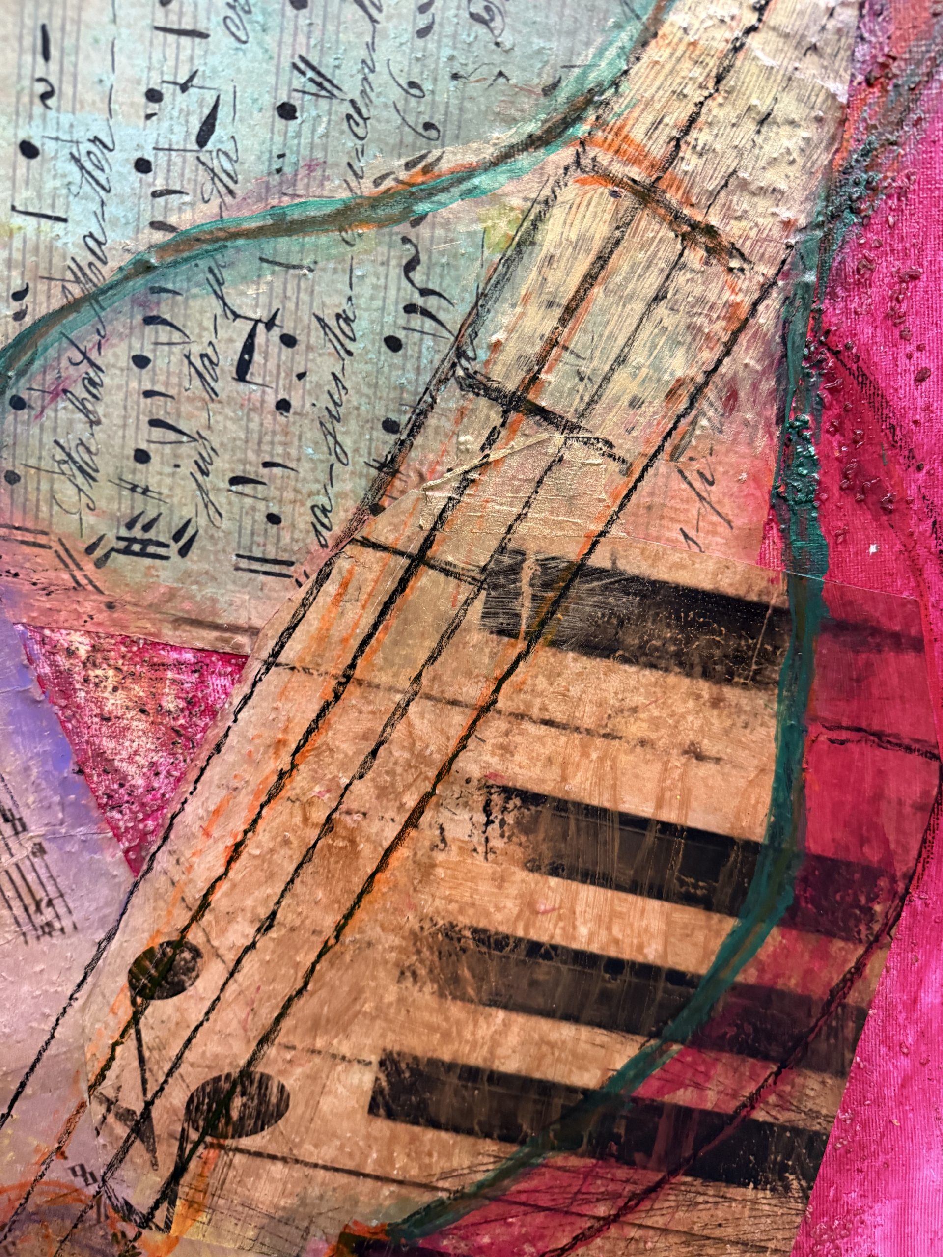 Dipinto G. Zaccagnino "Variazioni musicali" tecnica mista su tela. Arte moderna e contemporanea, 80x60cm - immagine 8