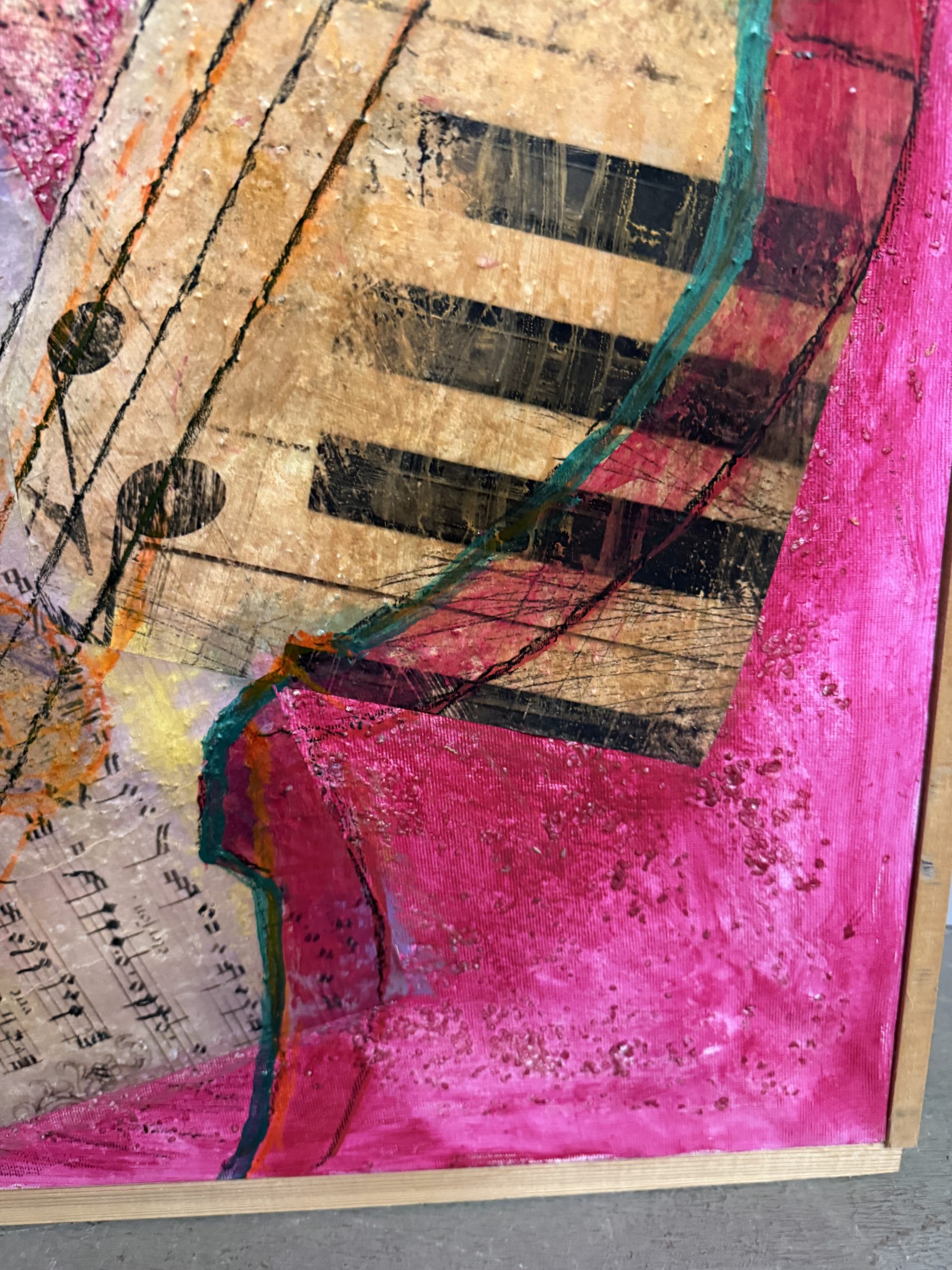 Dipinto G. Zaccagnino "Variazioni musicali" tecnica mista su tela. Arte moderna e contemporanea, 80x60cm - immagine 9