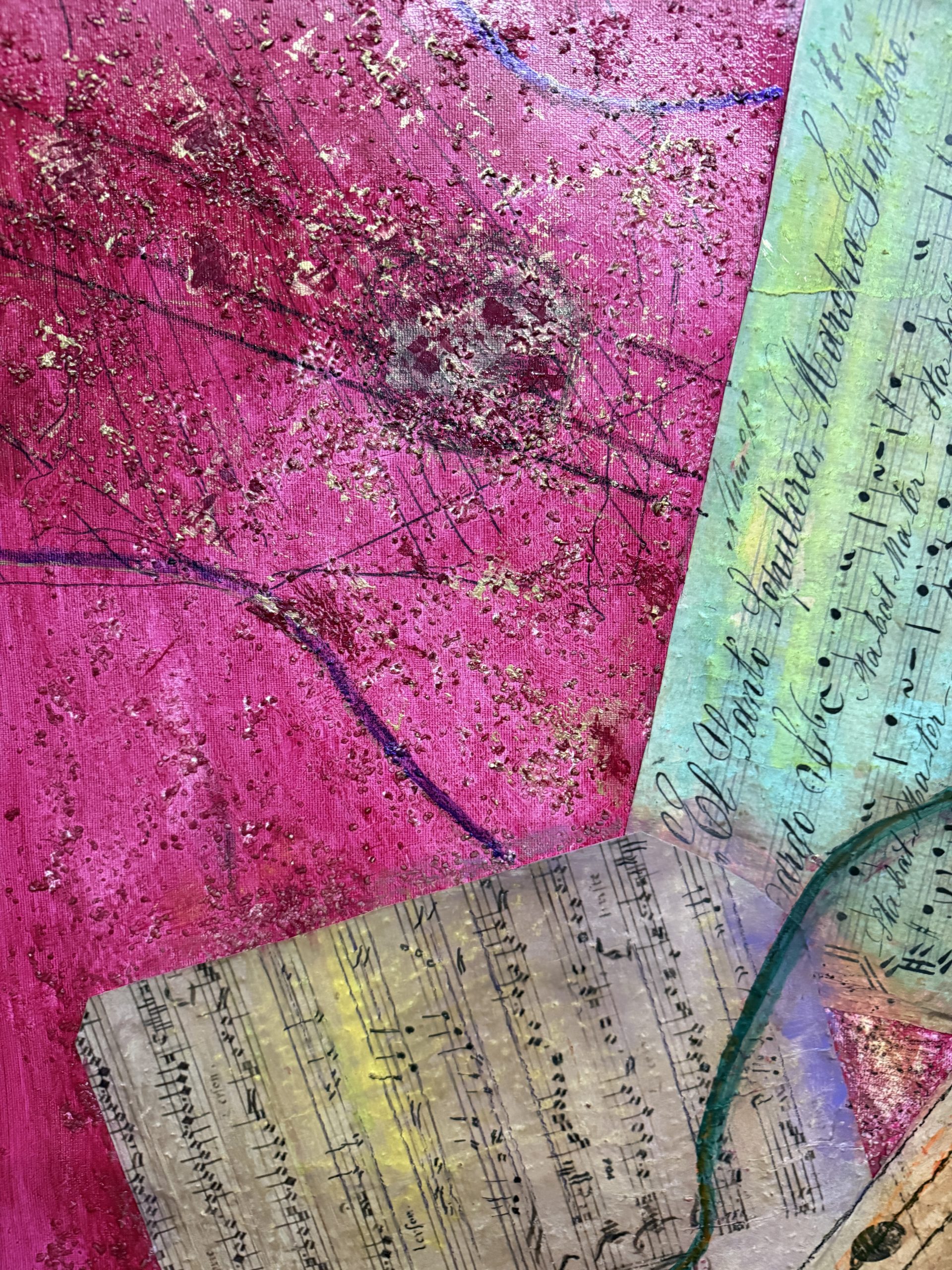 Dipinto G. Zaccagnino "Variazioni musicali" tecnica mista su tela. Arte moderna e contemporanea, 80x60cm - immagine 12