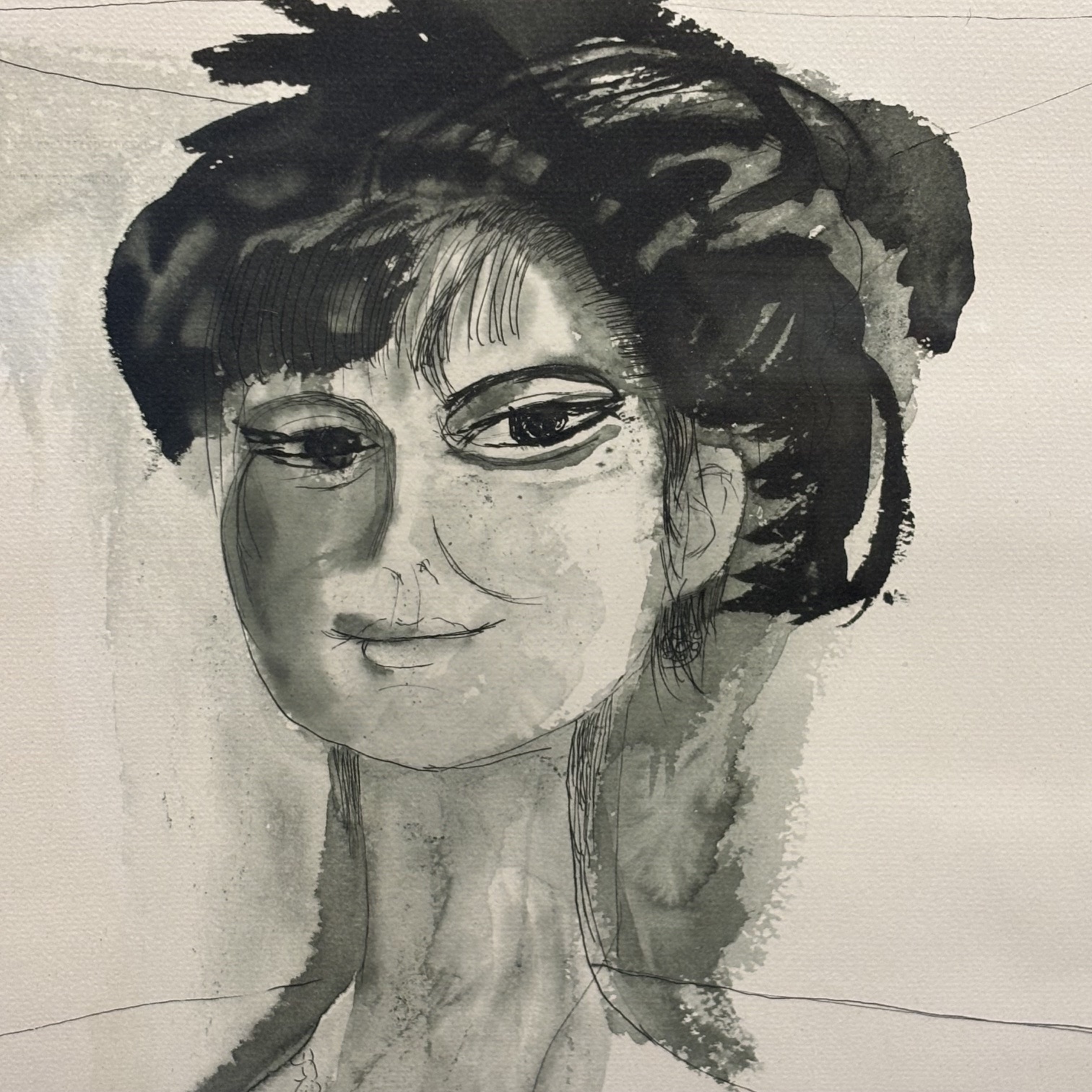 Dipinto Acquarello Bruno Cassinari “ Volto di donna “ 1961. Mis 47 x cm 37 - immagine 5