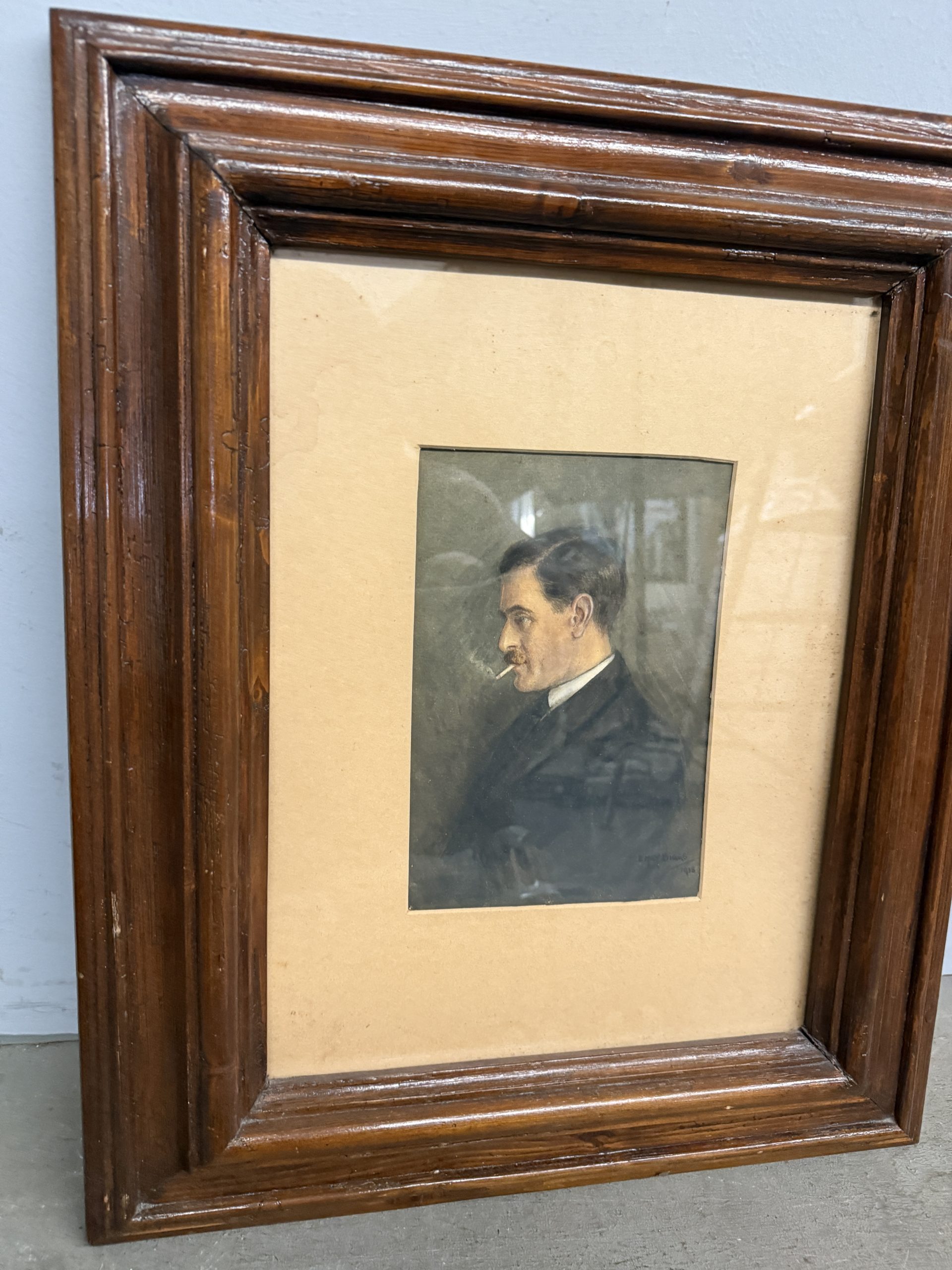Antico acquarello Biggs 1918 raffigurante personaggio, 25x16cm - immagine 8