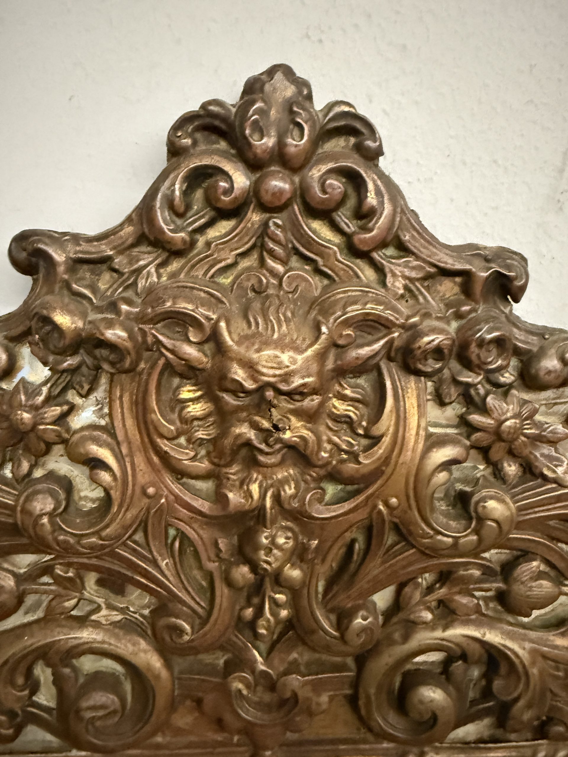 Antica specchiera ottone Francia Luigi XVI, XIX sec, 93x53cm - immagine 9
