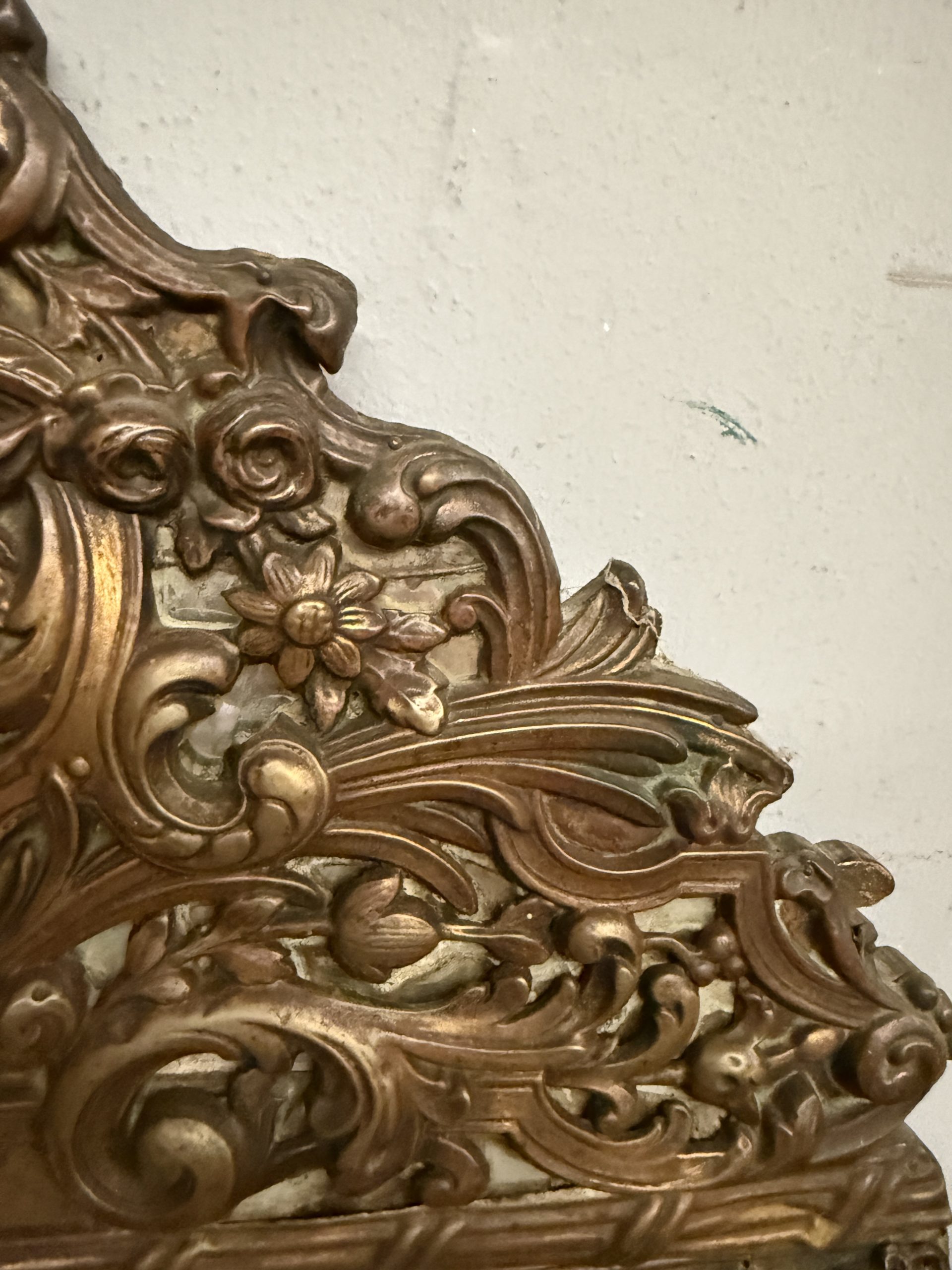 Antica specchiera ottone Francia Luigi XVI, XIX sec, 93x53cm - immagine 10