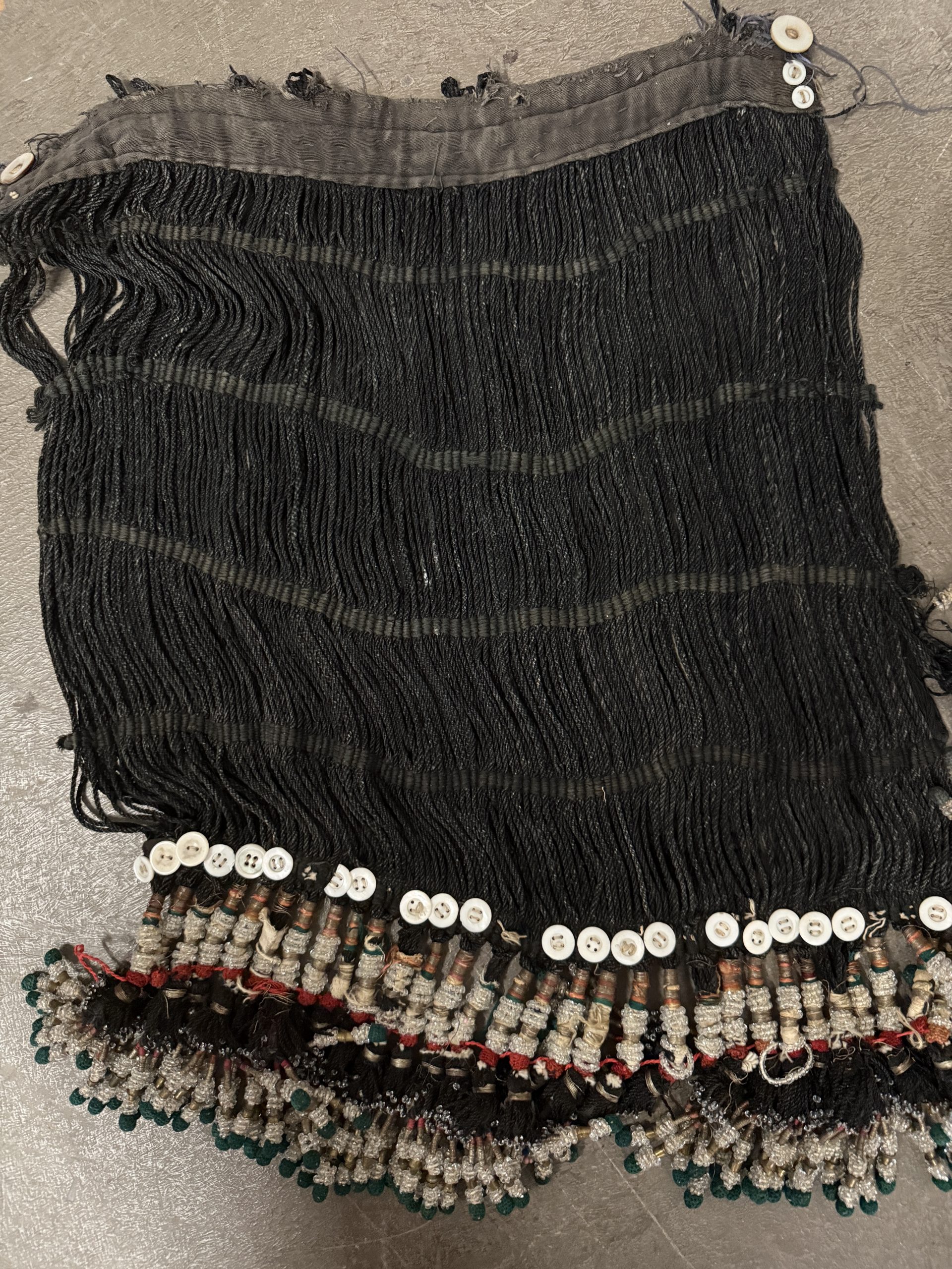 Nappa per capelli vintage Uzbekistan, con perline, 50x37cm - immagine 7