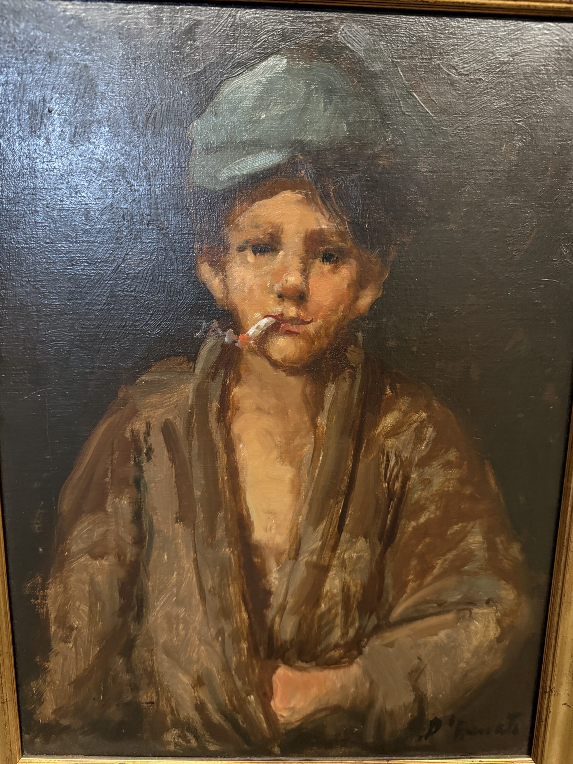 Antico dipinto olio su tela Scugnizzo Napoletano, '900, firmato 40x30cm - immagine 4