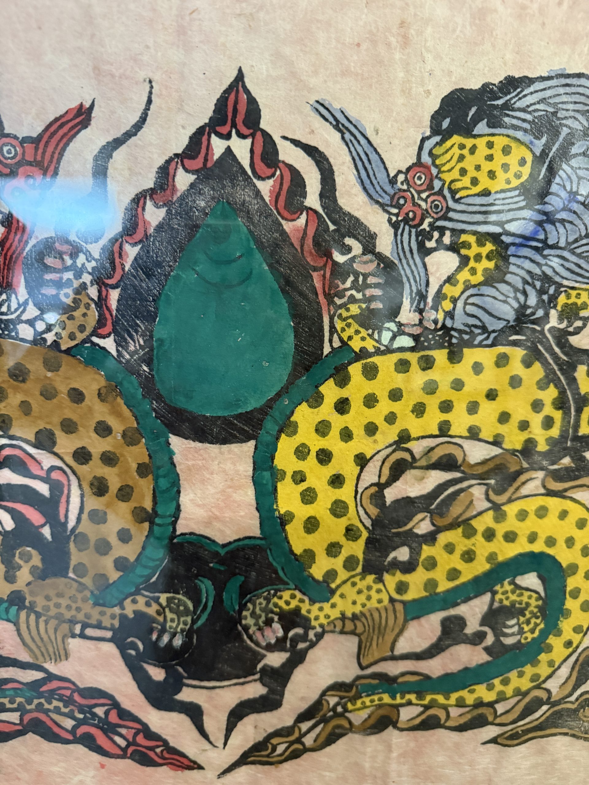 Coppia di xilografie acquerellate cinesi in carta di riso mid century, anni '50 - immagine 6