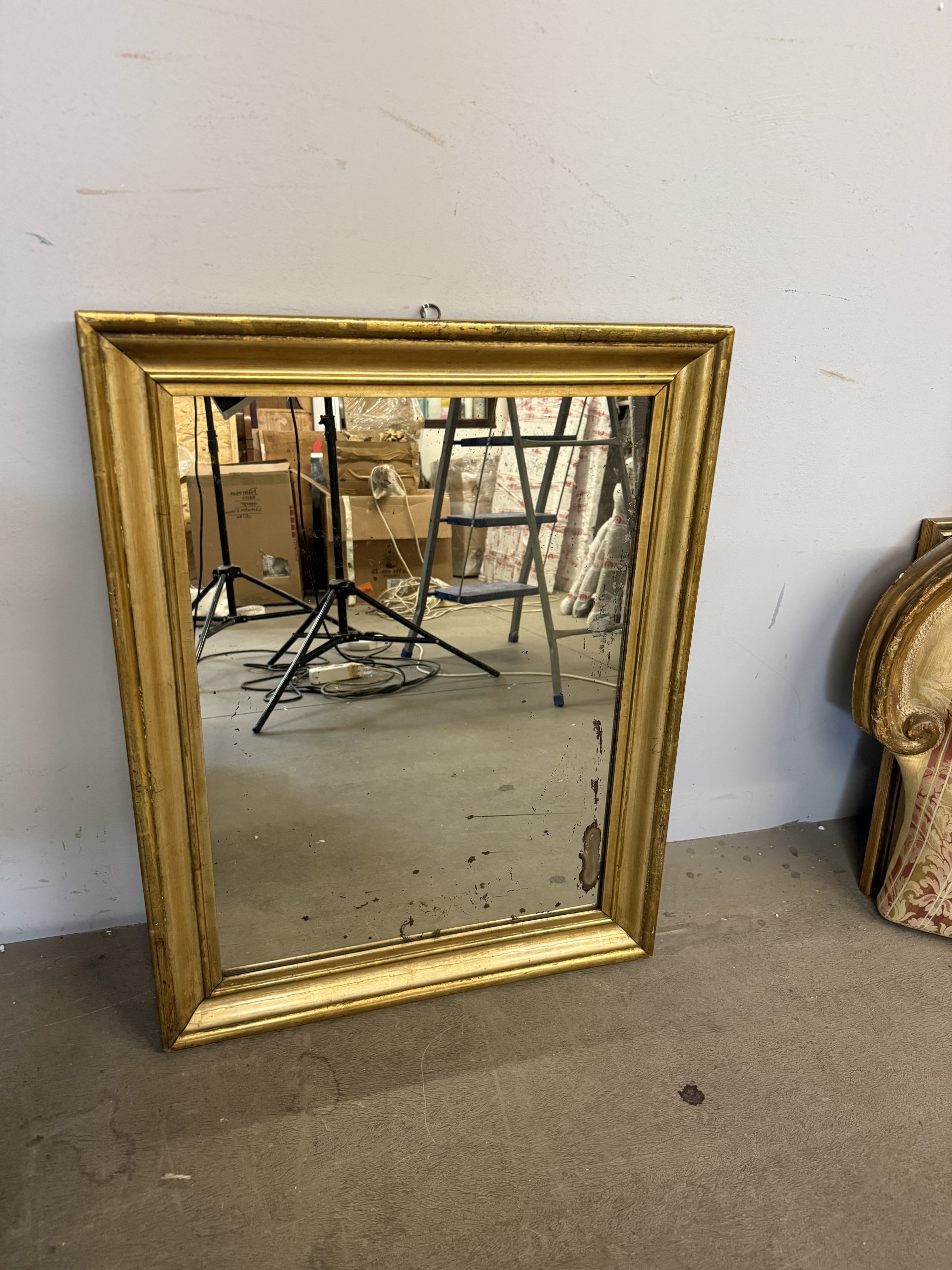 Antica specchiera dorata a mecca XIX sec, 78x60cm - immagine 6