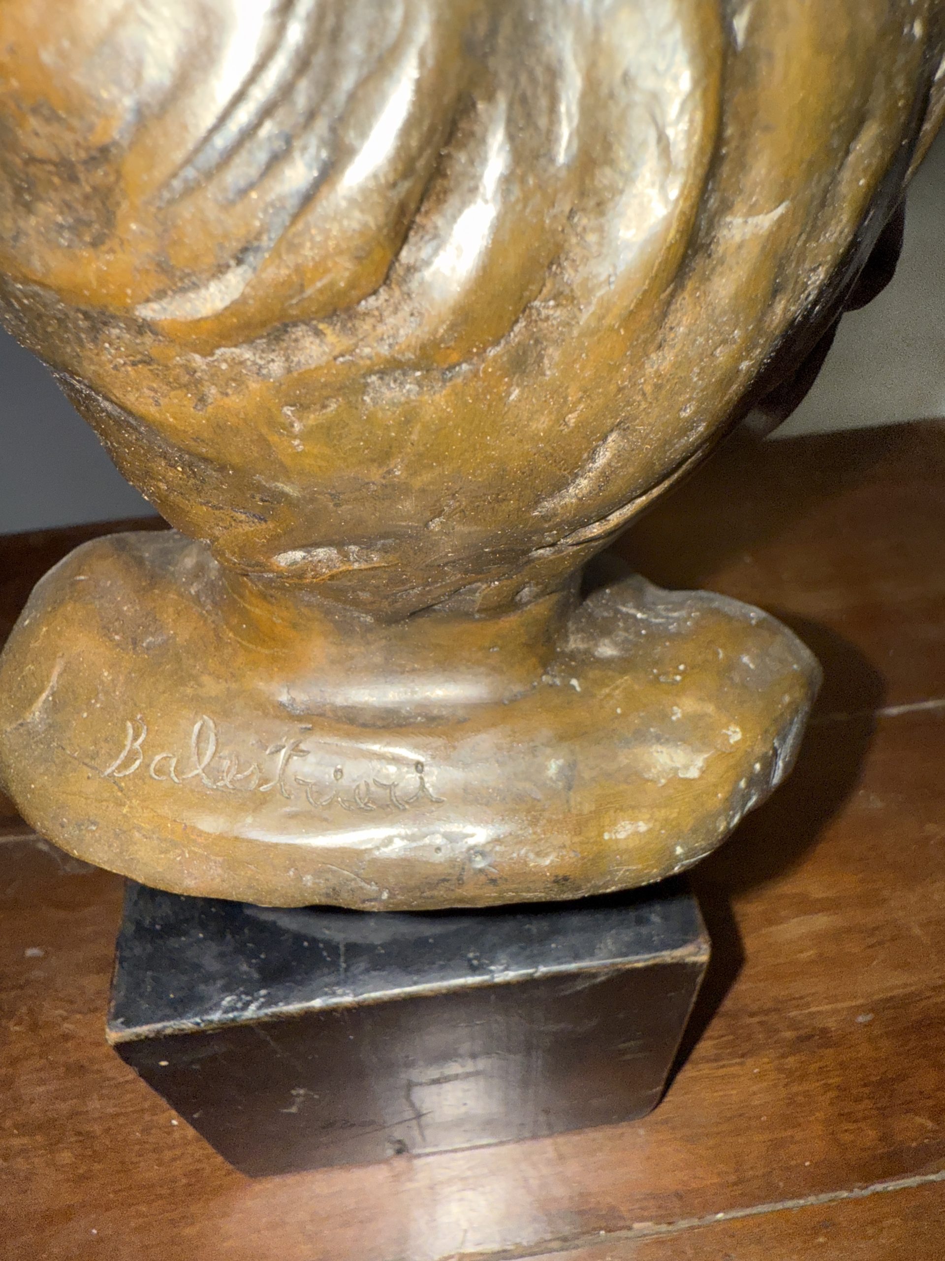 Antica scultura in bronzo volto di bambino. Lionello Balestrieri. (Cetona 1872-1958), fine XIXsec - immagine 9