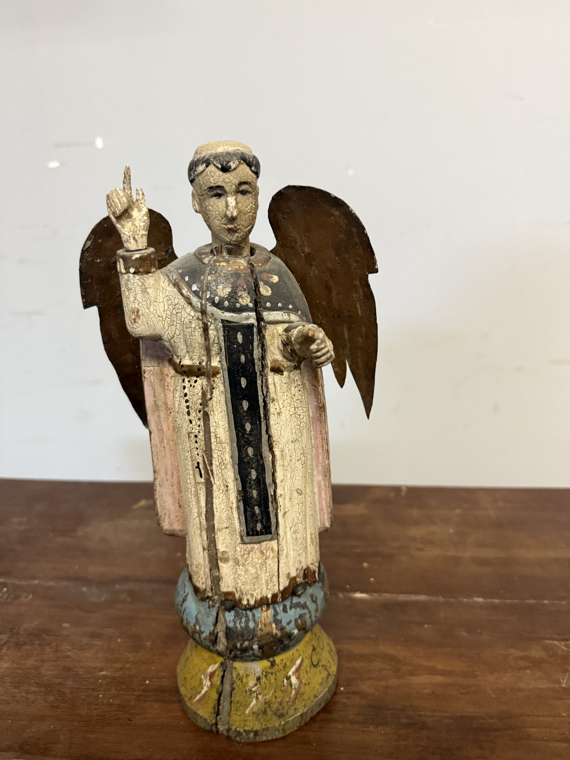 Antica scultura di San Vincenzo 1861, Spagna, 32x10cm - immagine 3