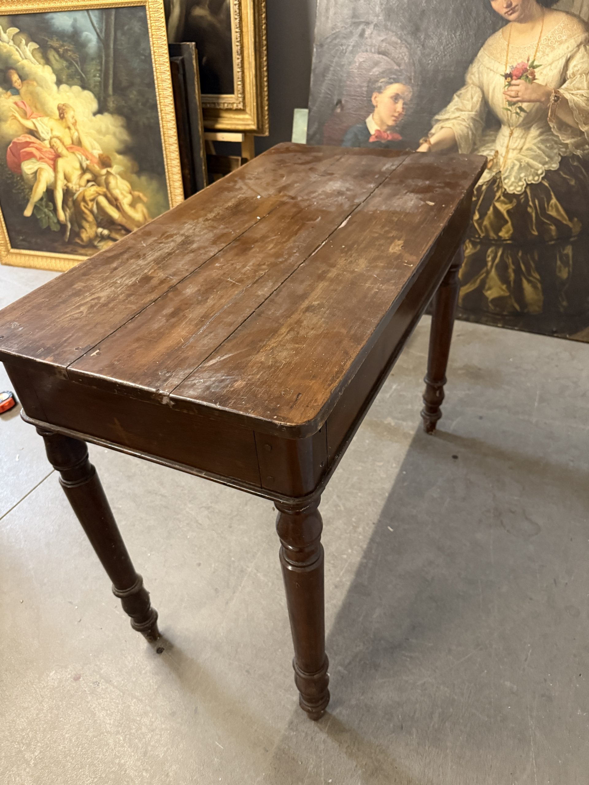 Antico tavolinetto scrittoio Filippo umbro o noce massello, '800, 80x98x51cm - immagine 10