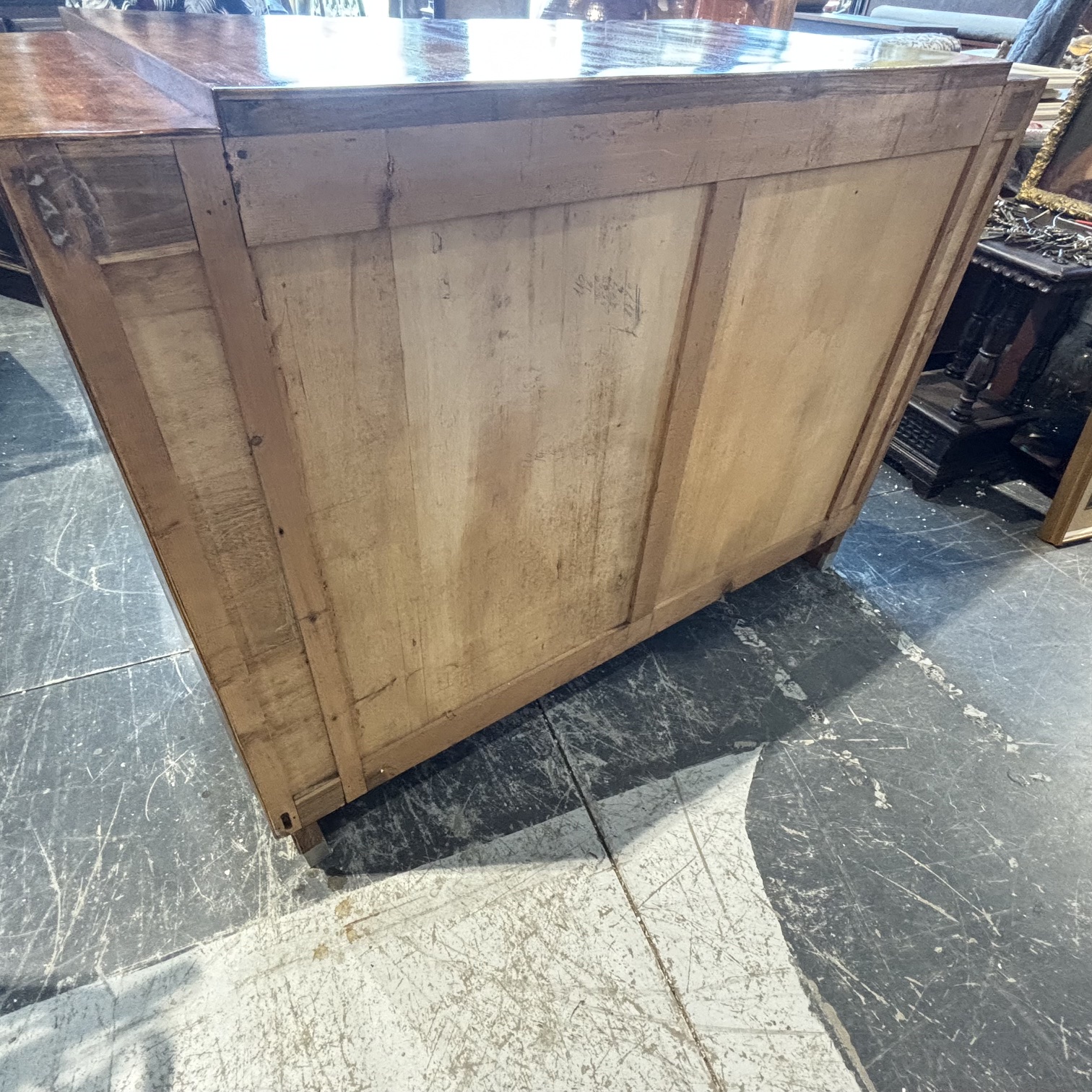 Antica cassettiera comò Art deco anni 1940 in noce e metallo . restaurato mis 126 x 58 . H 94,50 - immagine 11