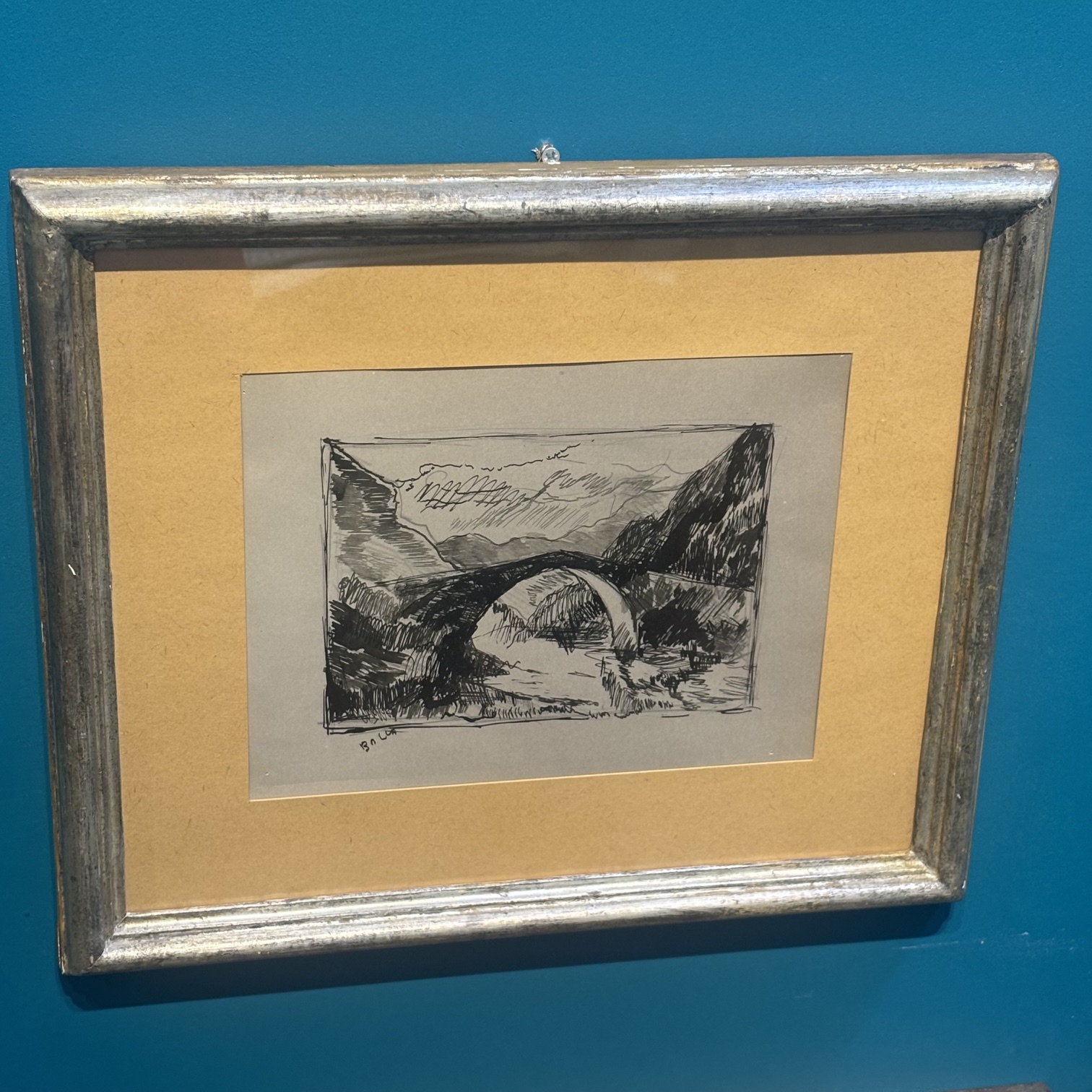 Giacomo Balla, Disegno a China “ Ponte sulla Flaminia “ 1950 . Mis 25 x cm 20 - immagine 2