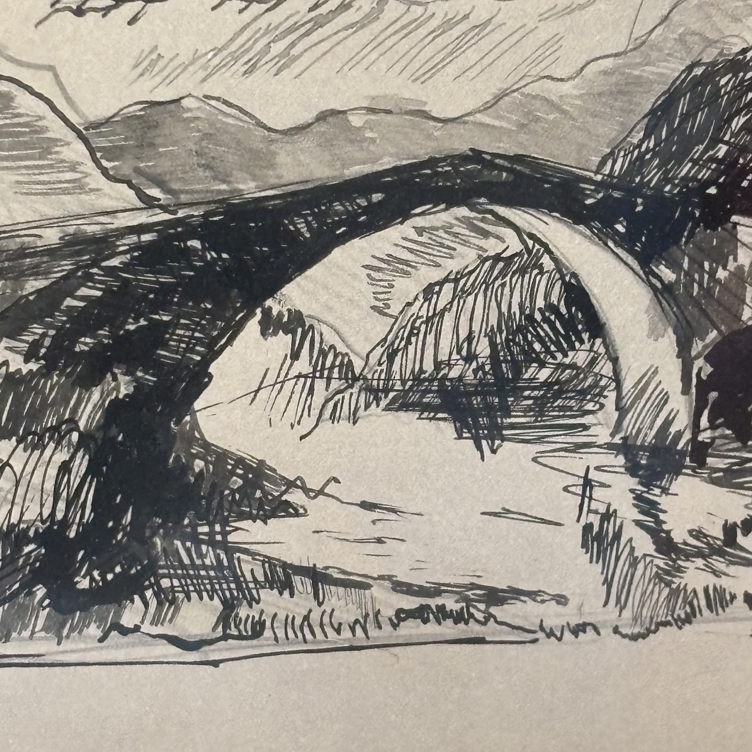 Giacomo Balla, Disegno a China “ Ponte sulla Flaminia “ 1950 . Mis 25 x cm 20 - immagine 6