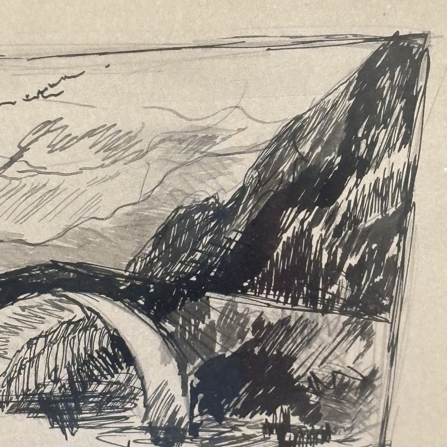 Giacomo Balla, Disegno a China “ Ponte sulla Flaminia “ 1950 . Mis 25 x cm 20 - immagine 7
