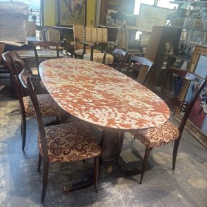 Alternative view of Tavolo in palissandro anni 50 mid century  piano marmo rosso . Con sei sedie. Restaurato mis 200 x cm 95