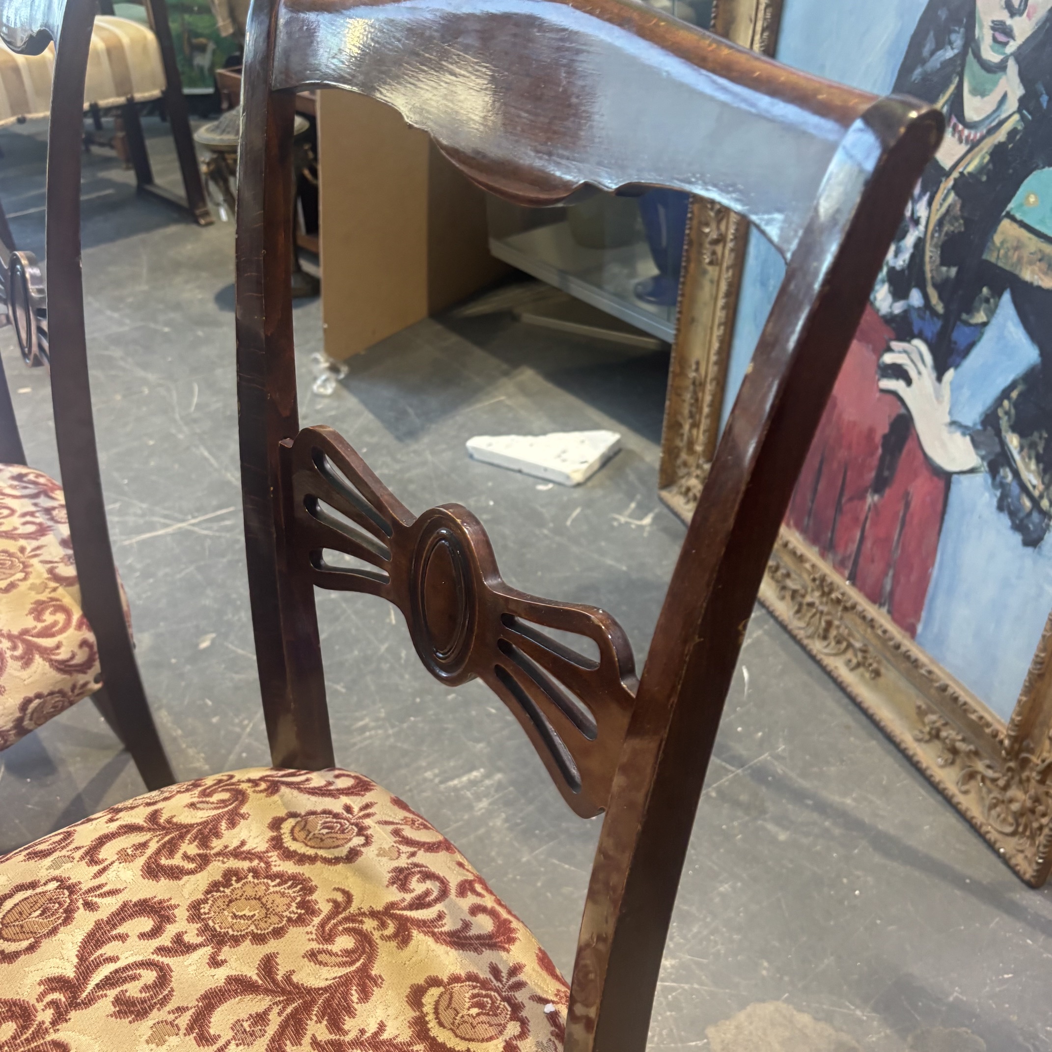 Tavolo in palissandro anni 50 mid century piano marmo rosso . Con sei sedie. Restaurato mis 200 x cm 95 - immagine 5
