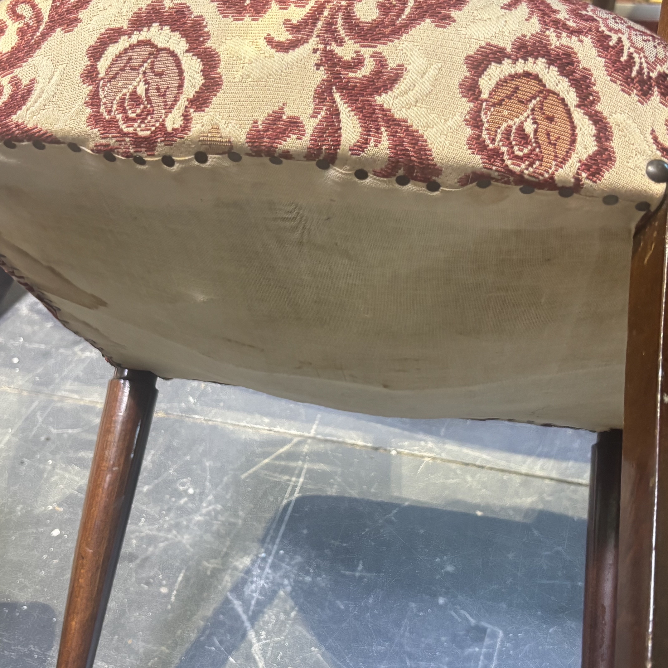 Tavolo in palissandro anni 50 mid century piano marmo rosso . Con sei sedie. Restaurato mis 200 x cm 95 - immagine 15