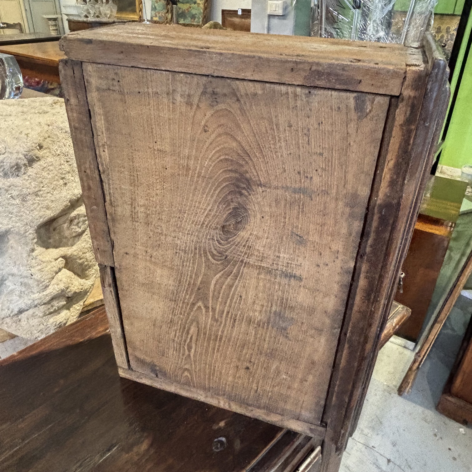 Antico stipo credenza Barocco del XVII sec noce massello in patina. Mis 80 x 37 . H88 - immagine 9