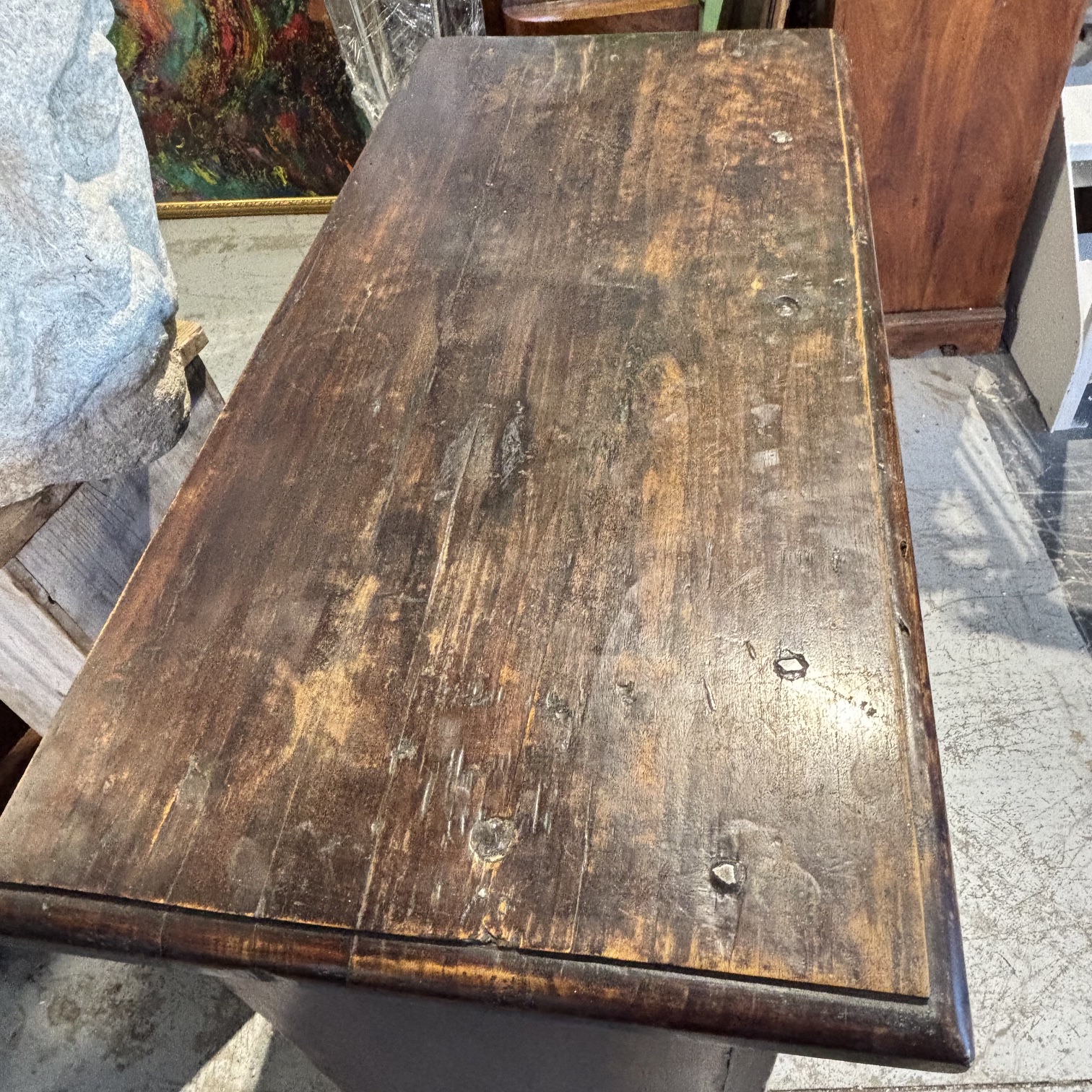 Antico stipo credenza Barocco del XVII sec noce massello in patina. Mis 80 x 37 . H88 - immagine 10