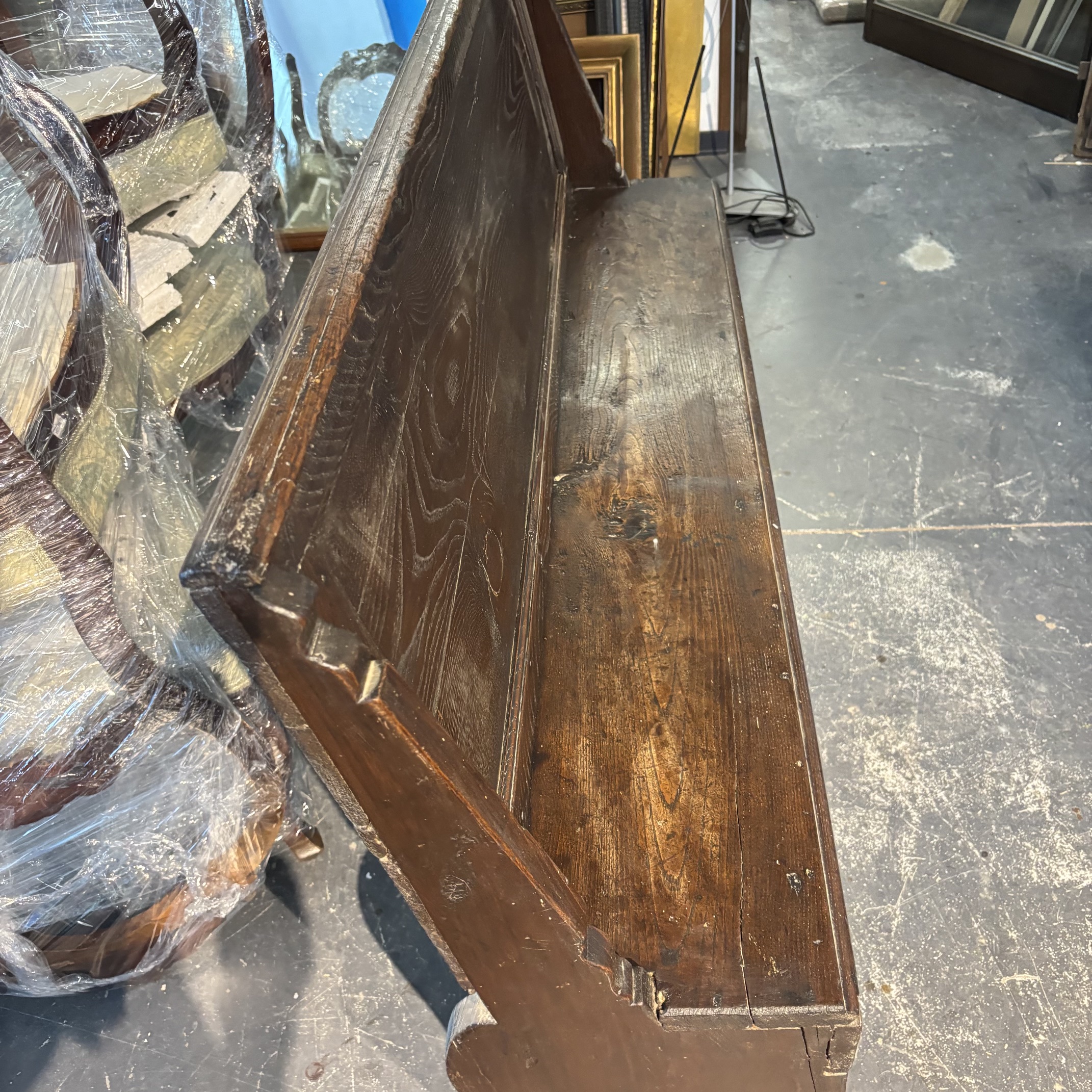 Antica panca castagno Umbra epoca XVIII sec .Mis 137 x 30 prof . H 94 - immagine 3