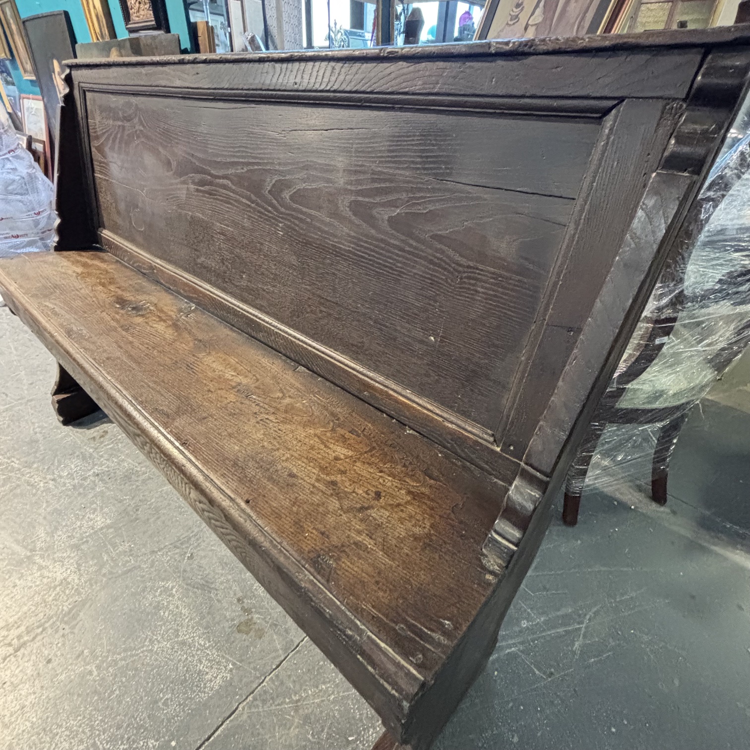 Antica panca castagno Umbra epoca XVIII sec .Mis 137 x 30 prof . H 94 - immagine 5