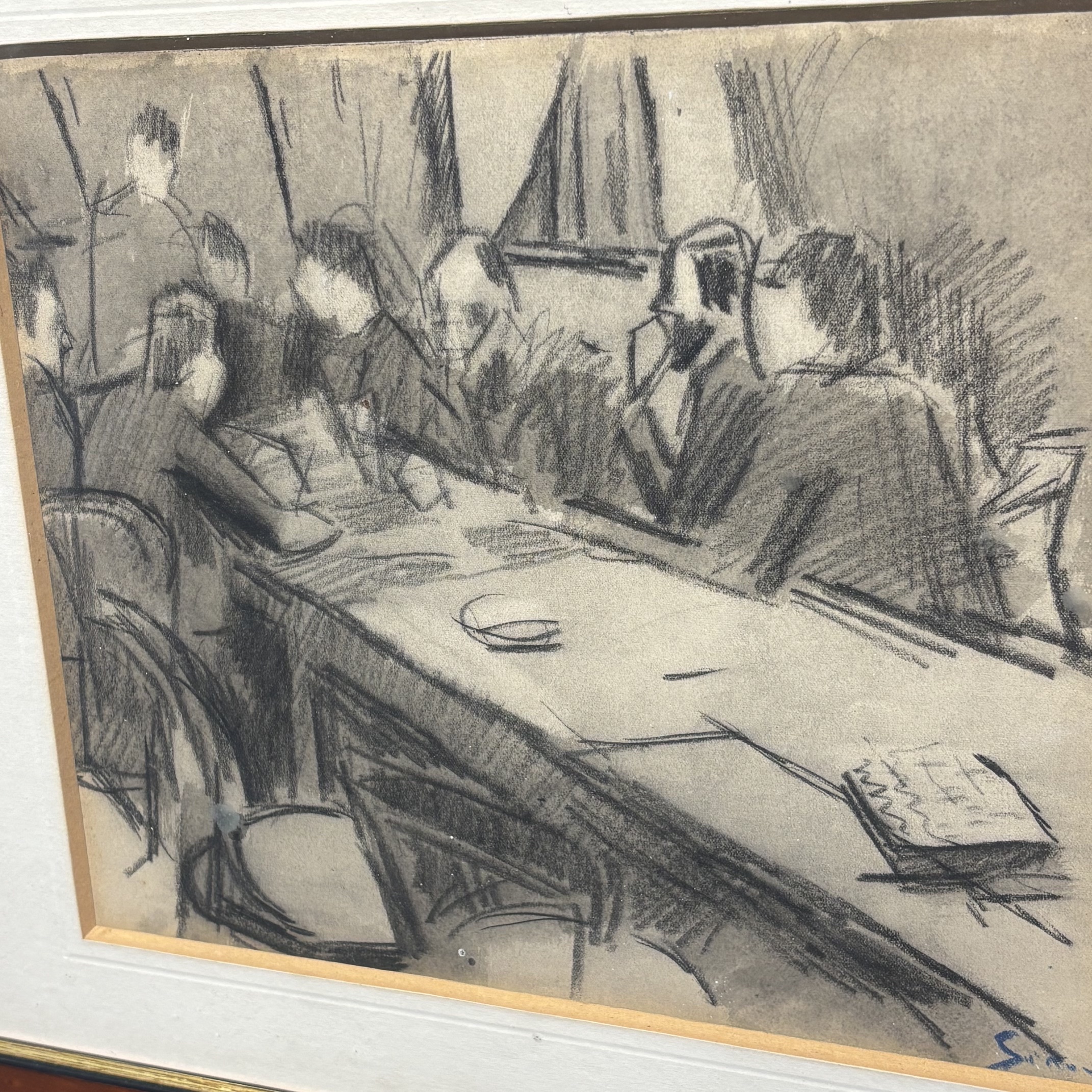 Mario Sironi .” La riunione “. Grafite e acquerello su Carta . cm 28 x cm 24 - immagine 8