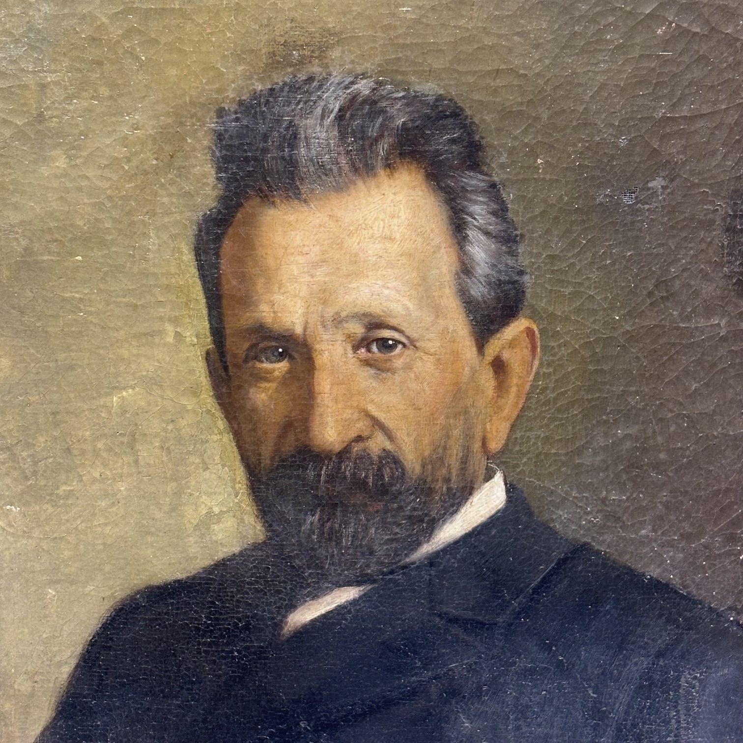 Antico dipinto olio di nobile, autore Giacomo Calegari Bergamo 1899 pittore verista . Mis 130x 105 - immagine 3