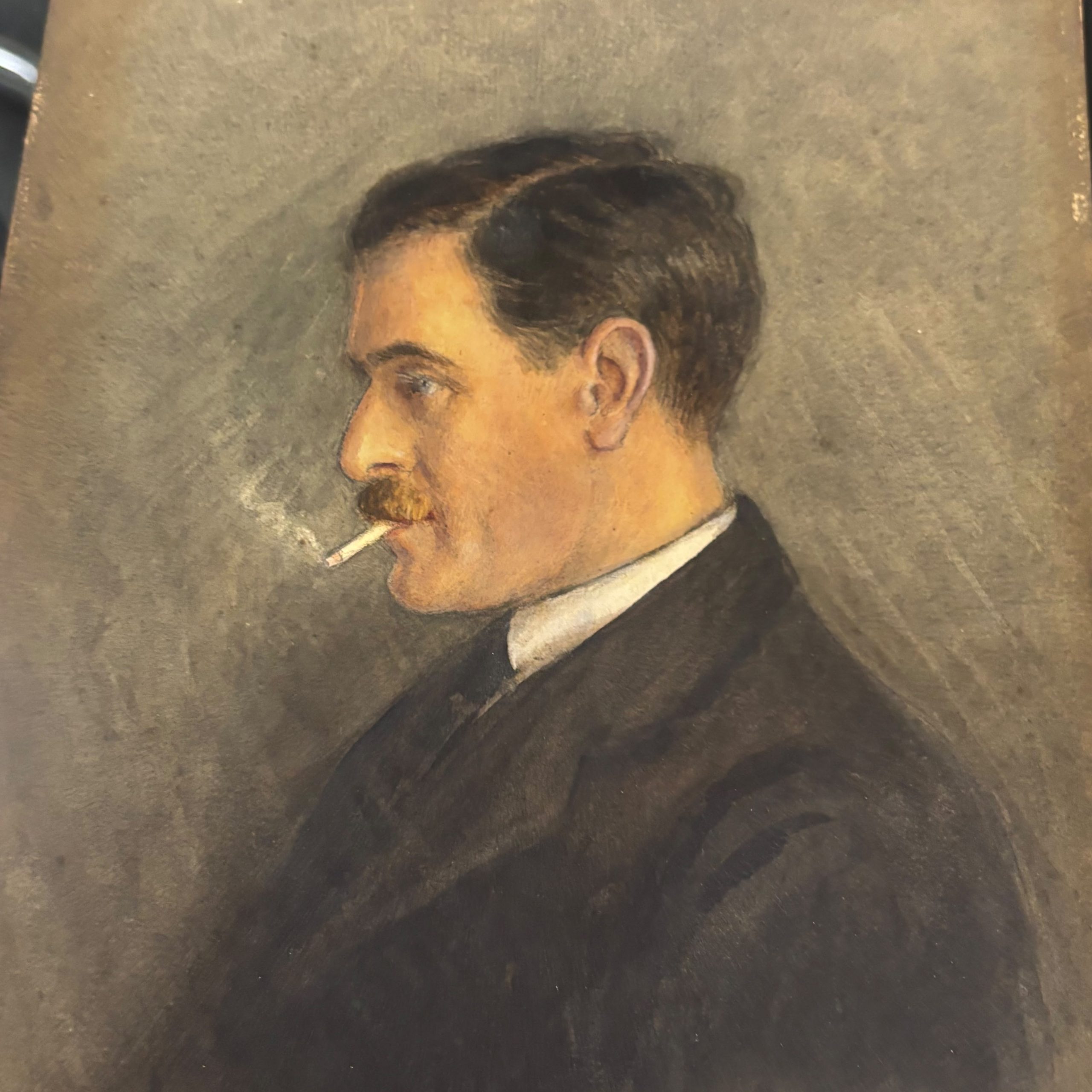 Antico acquarello Biggs 1918 raffigurante personaggio, 25x16cm - immagine 7