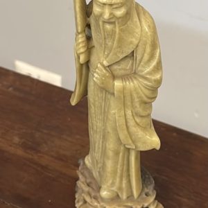Alternative view of Vecchia scultura cinese in pietra saponaria raffigurante Shou Lao 26x12cm
