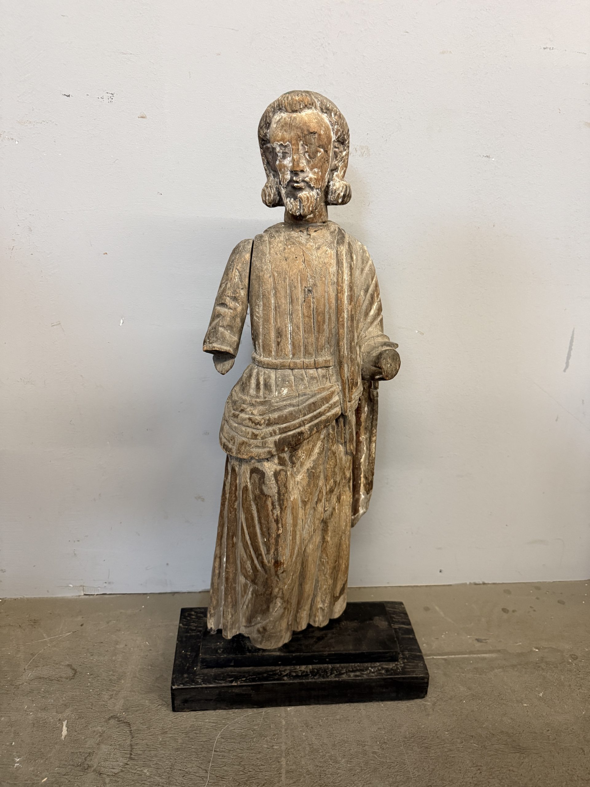 Antica scultura in legno San Giuseppe XVII sec, 71x32x14cm