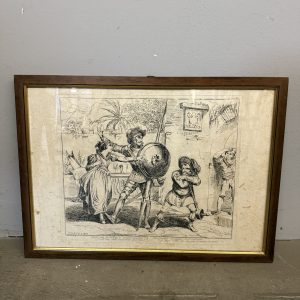 Antica incisione 1833 DON CHISCIOTTE Bartolomeo Pinelli (1771-1835), 34x37cm