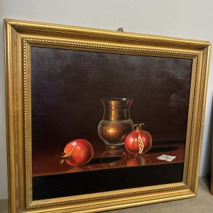 Quadro olio su tela arte moderna e contemporanea con melograni, 70x60cm