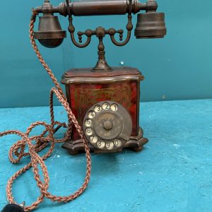 Telefono vintage Francia anni '60 dipinto e intarsiato in ottone