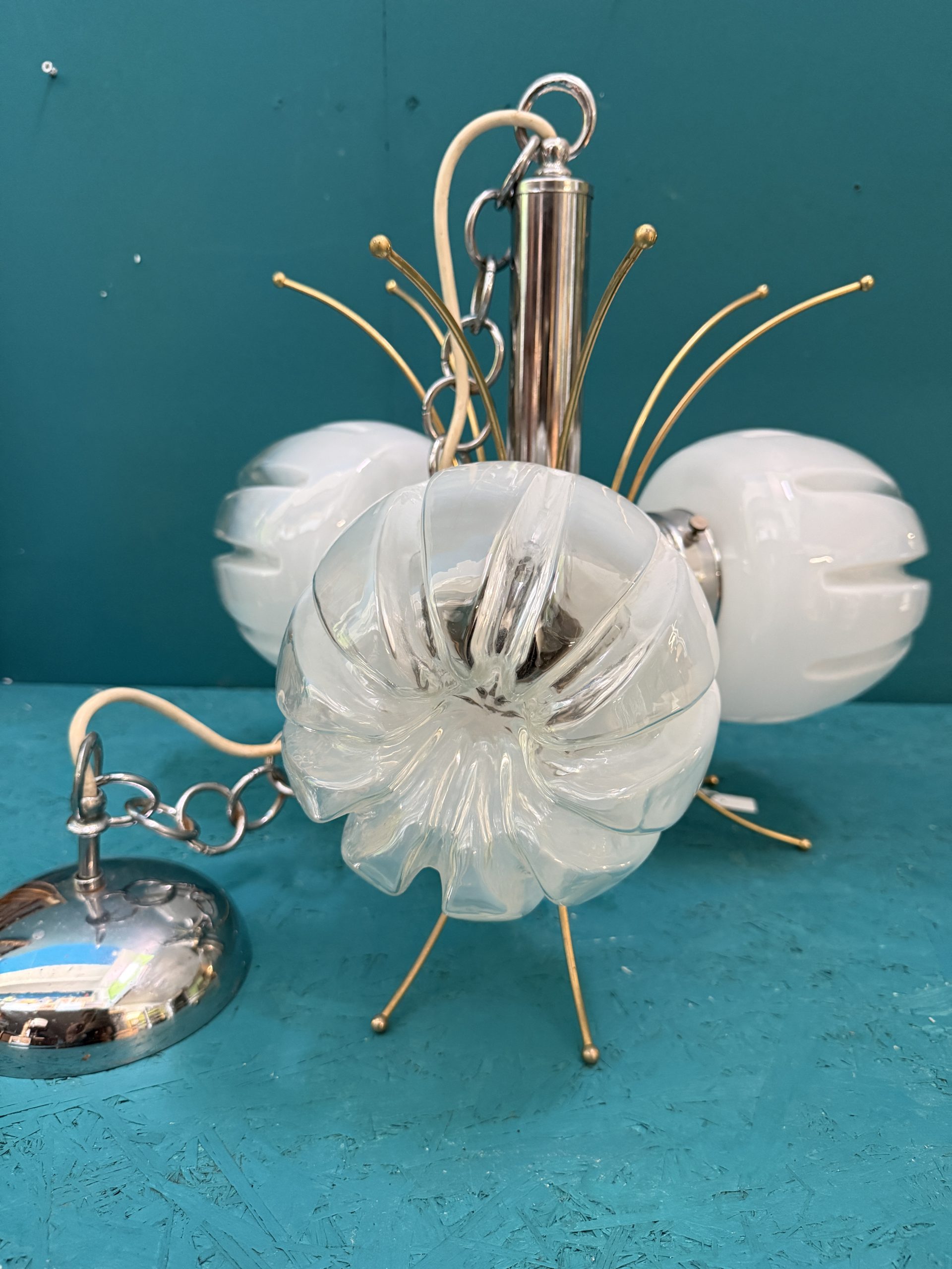 Lampadario Chandelier Mazzega Murano anni '70, 44x45cm