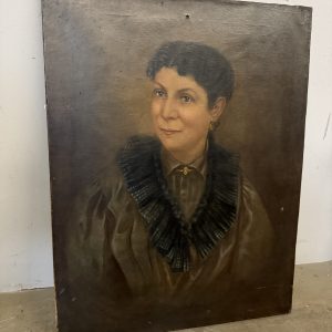 Antico dipinto olio su tela XIX sec volto di donna, scuola italiana, 67x52cm