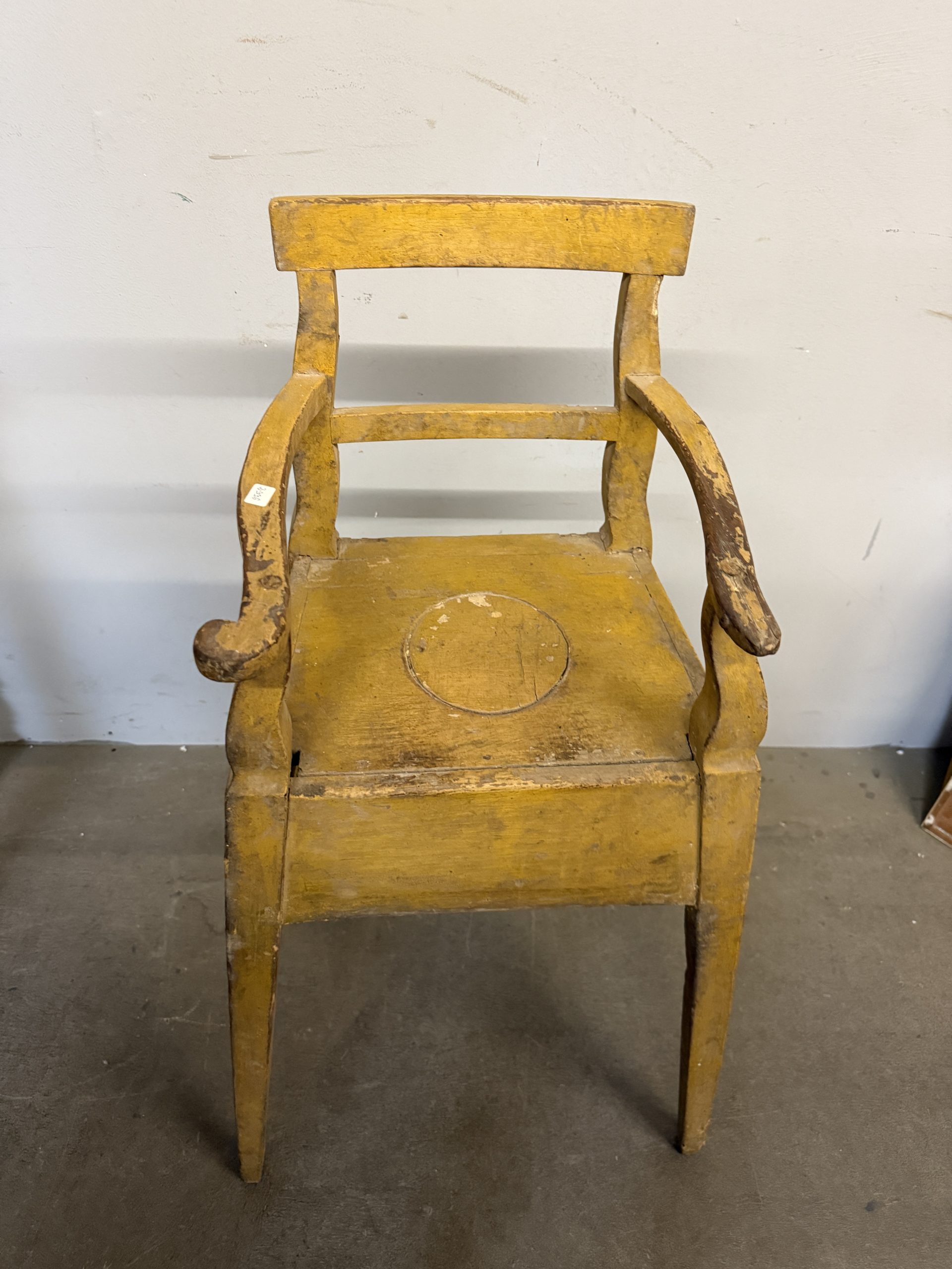 Antico raro seggiolone da bambino laccato '800, 90x38x29cm