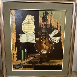 Alternative view of Dipinto olio su tela Rodolfo Gentili XX sec, "Chitarra e spartiti", 71x61 arte moderna e contemporanea